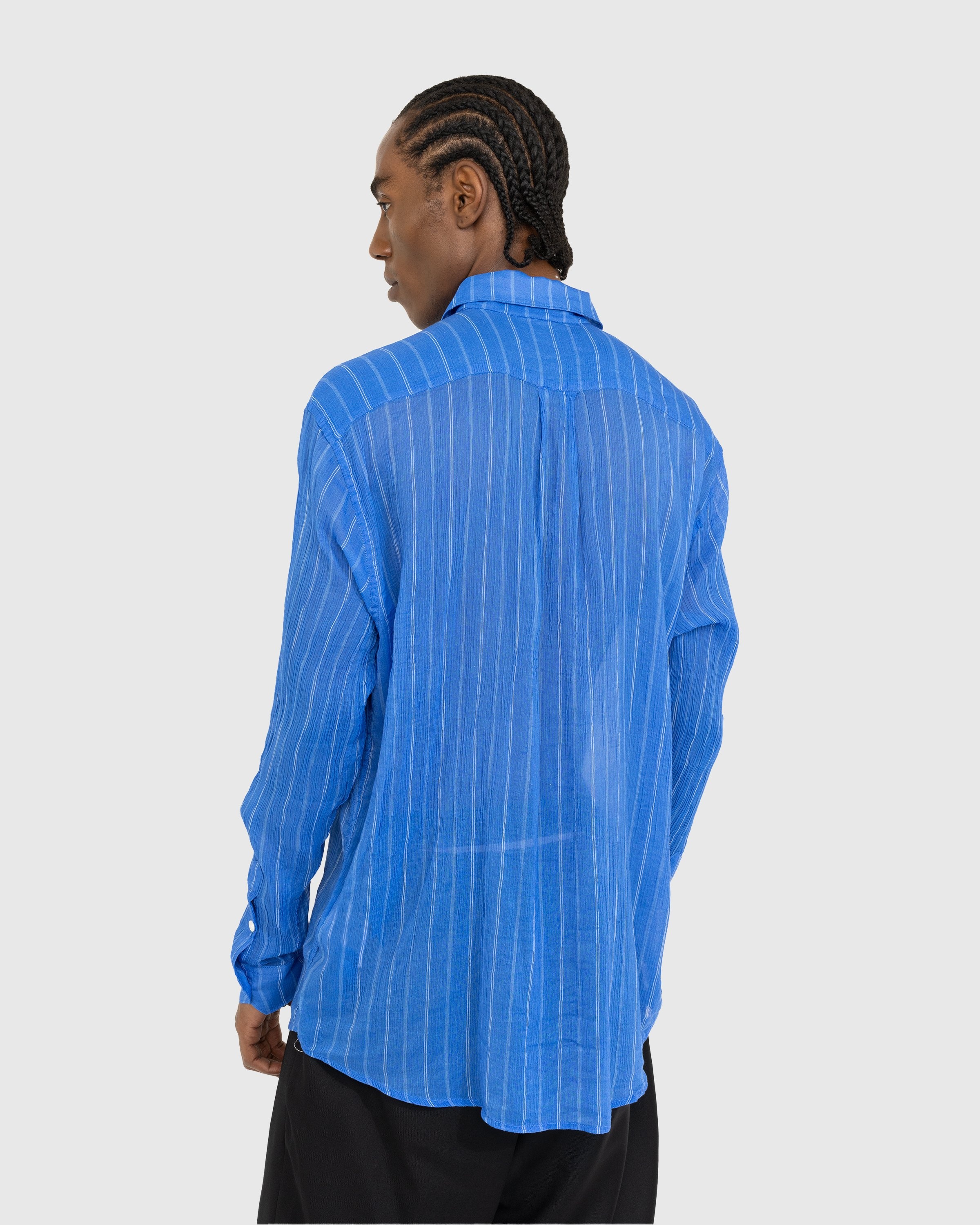 Our Legacy – Initial Shirt Blue Rayon Plait Stripe - Shirts - Blue - Image 3