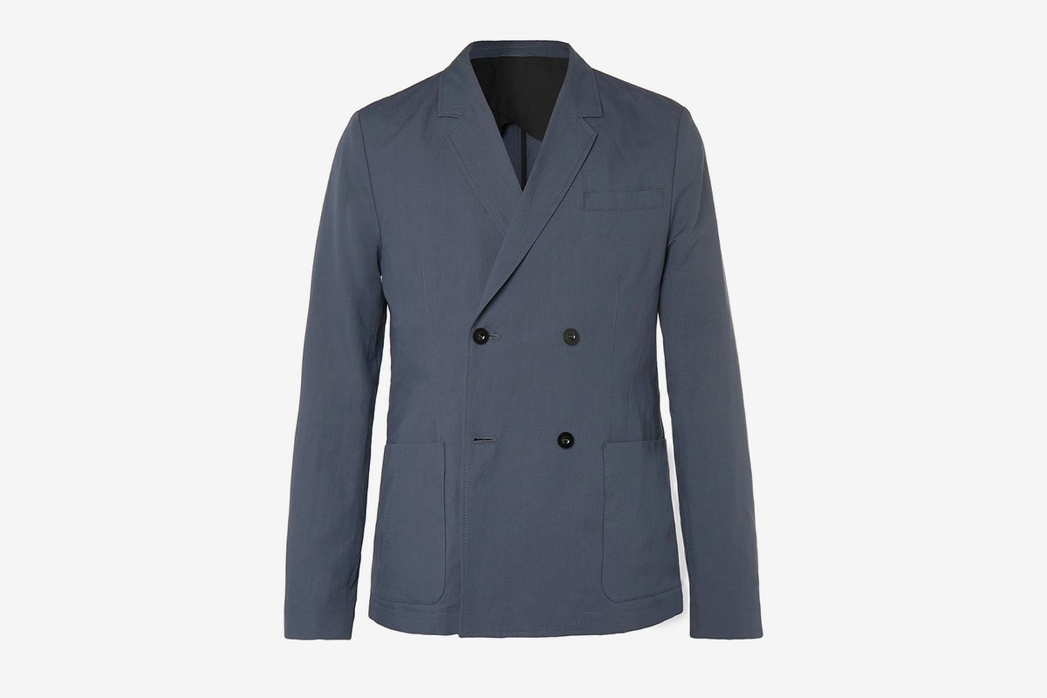 Unstructured Double-Breasted Linen and Cotton-Blend Suit Jacket