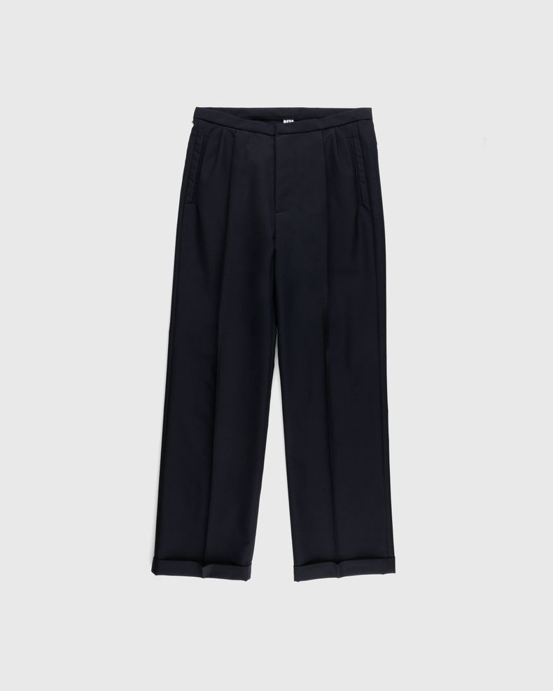Pleated Wool Trousers Navy