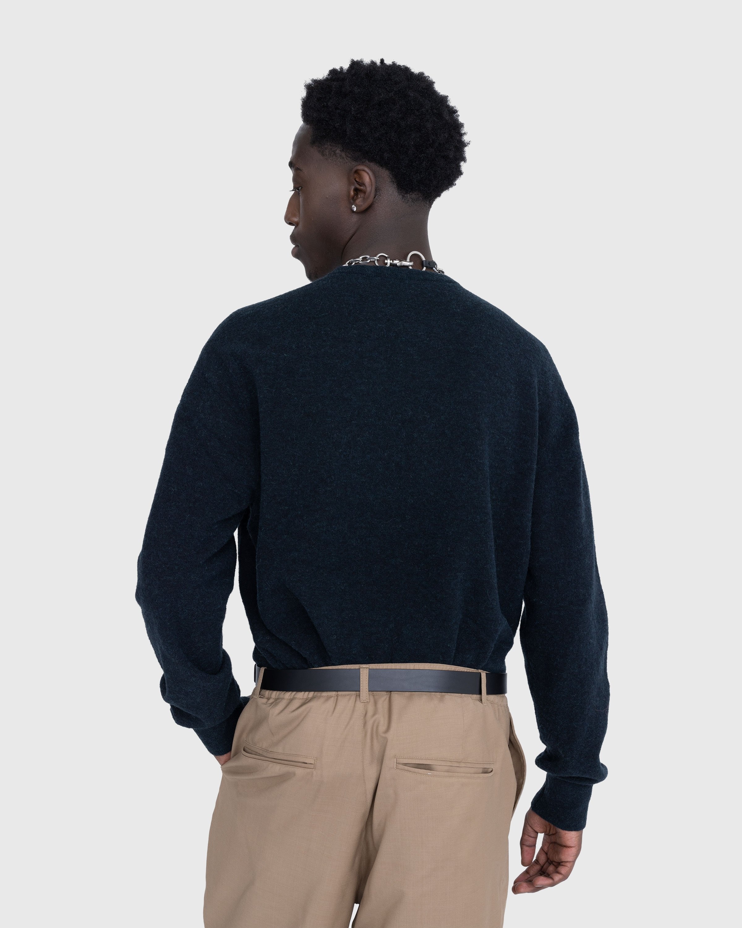 Acne Studios – Embroidered Logo Crewneck Dark Navy Melange - Knitwear - Blue - Image 3
