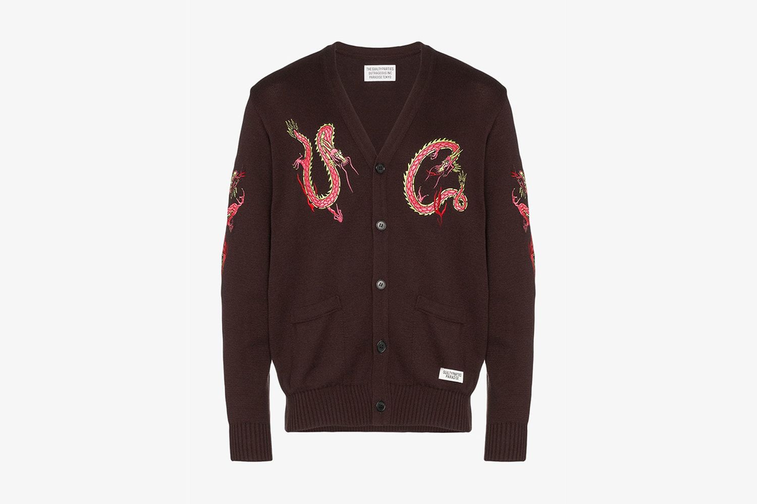 Dragon Embroidered Knitted Silk Blend Cardigan