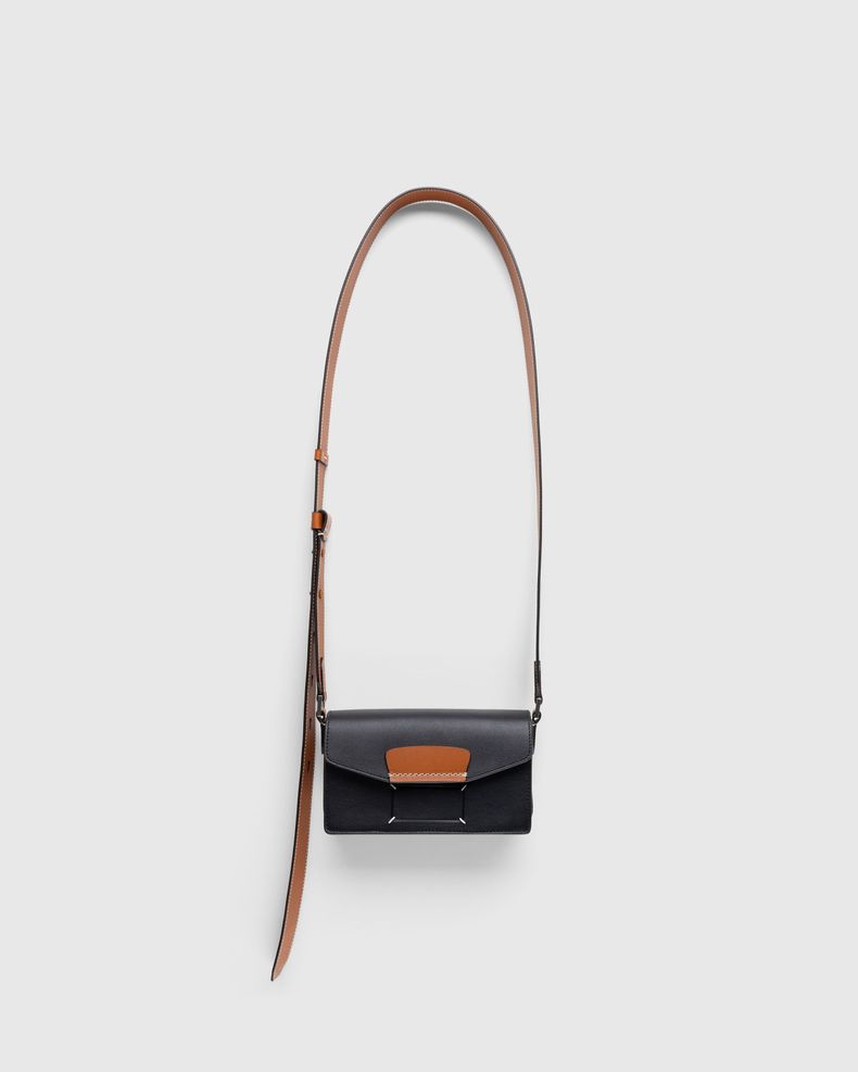 Leather Shoulder Bag  Black/Tan