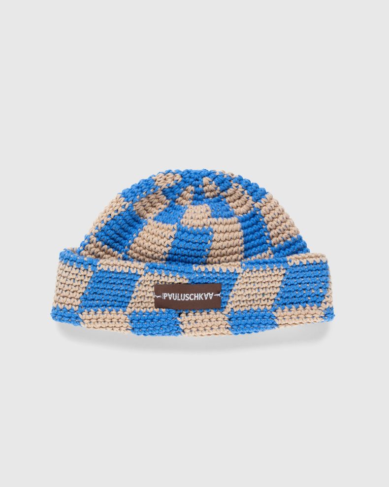 Pauluschkaa – Checkered Beanie Blue/Beige