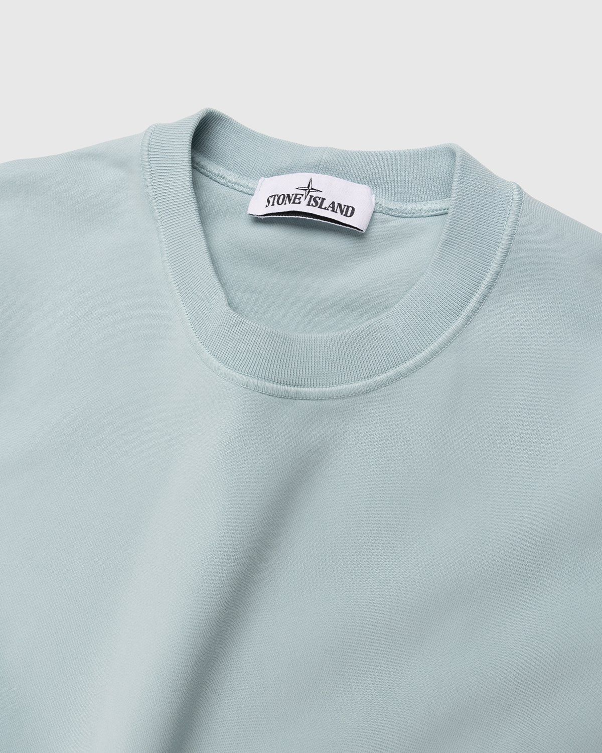 Stone Island – 63051 Garment-Dyed Cotton Fleece Crewneck Aqua - Sweats - Blue - Image 3