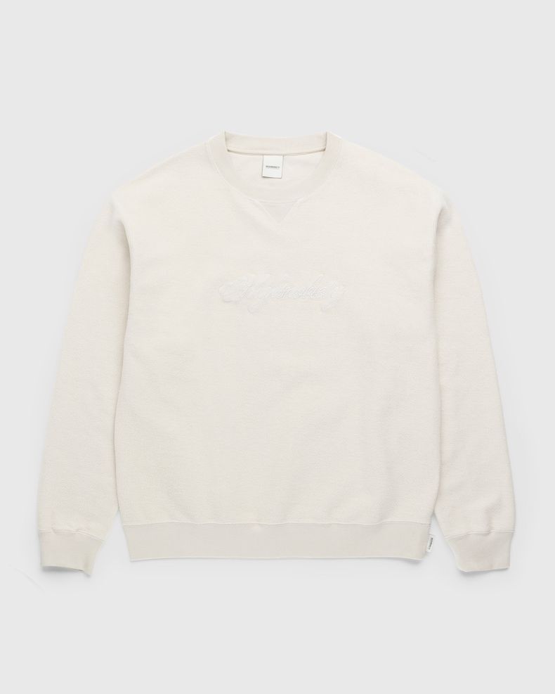 Script Logo Reverse Fleece Crew Beige