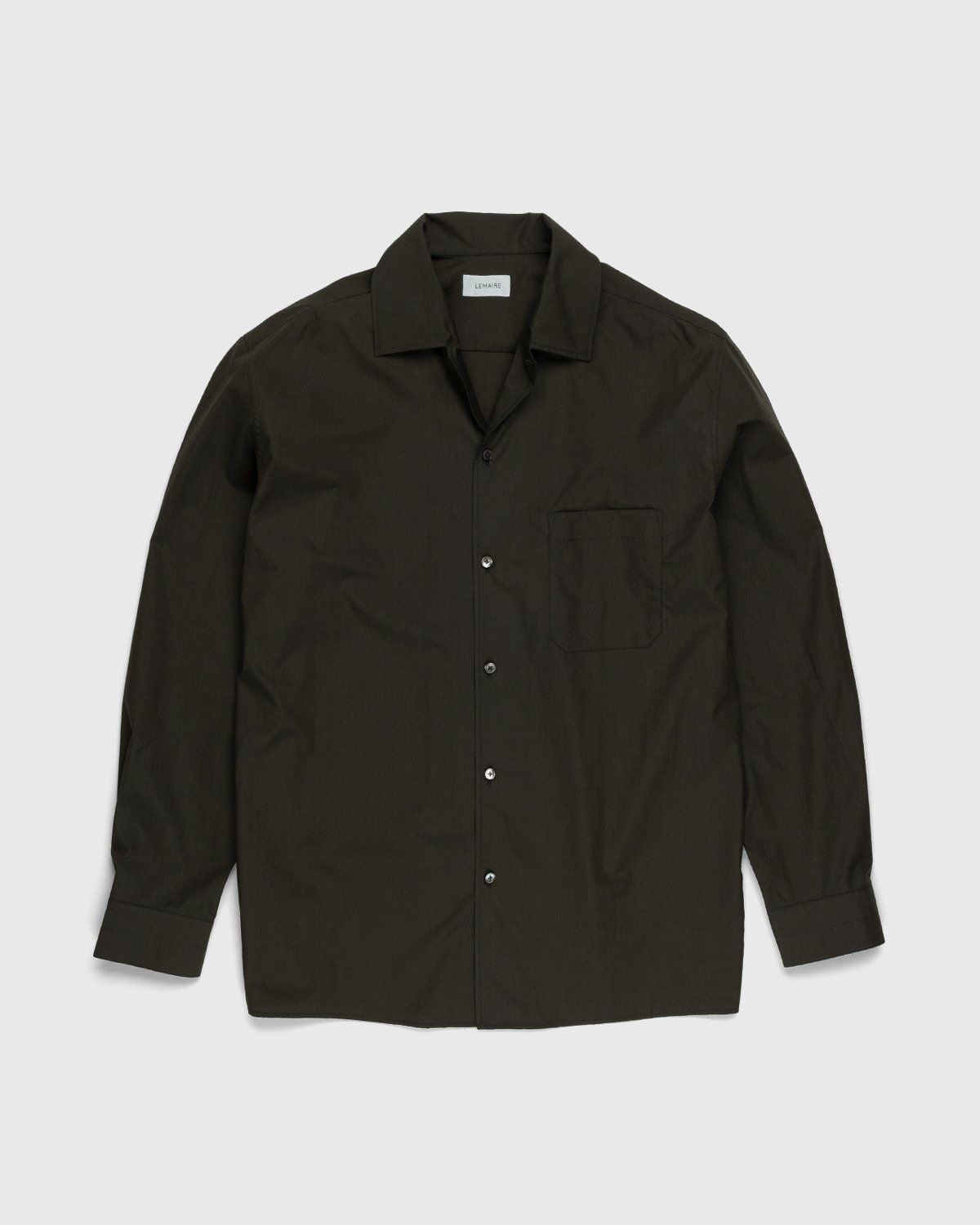 Lemaire – Convertible Collar Long Sleeve Shirt Espresso - Image 1