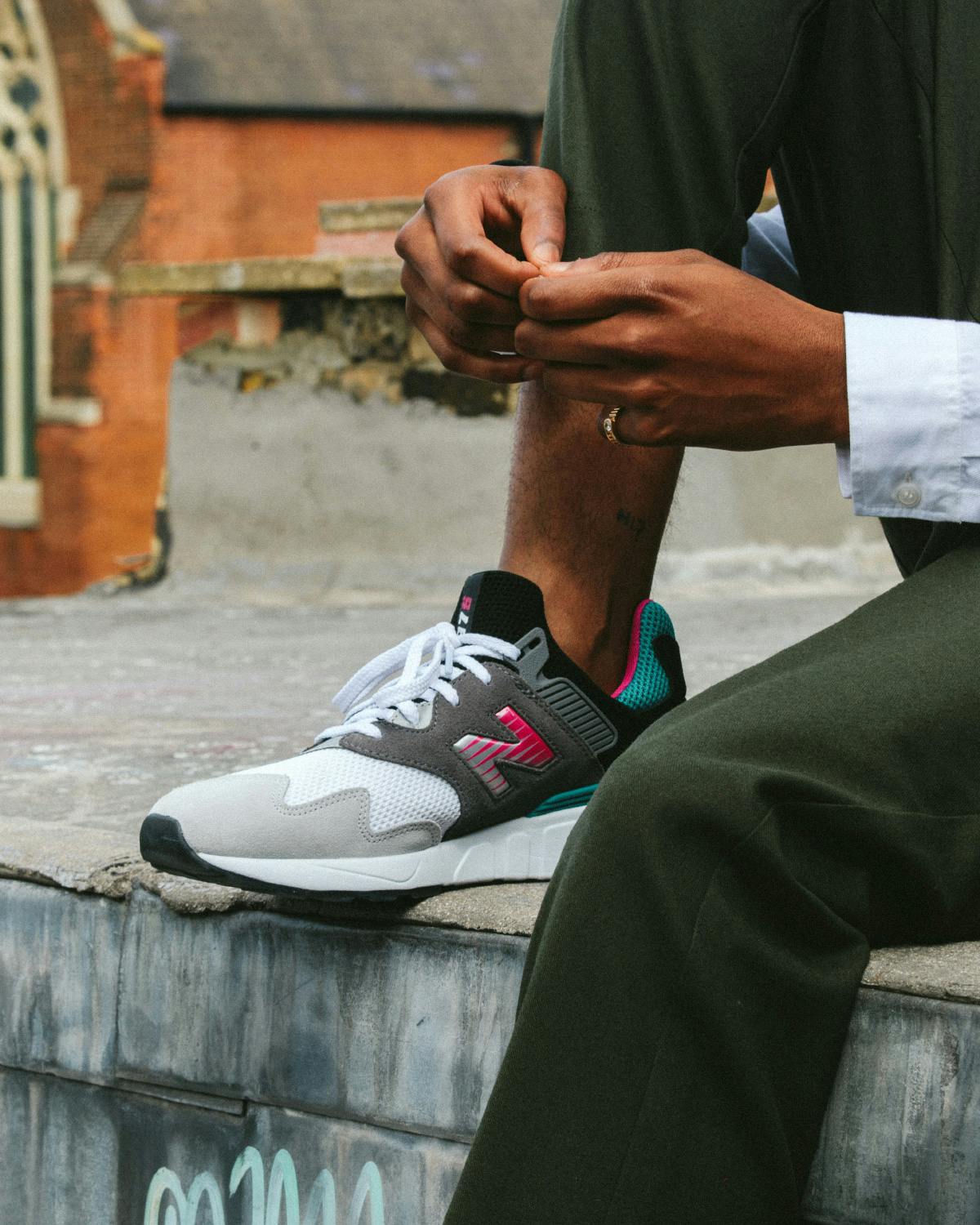 new balance 997s on feet