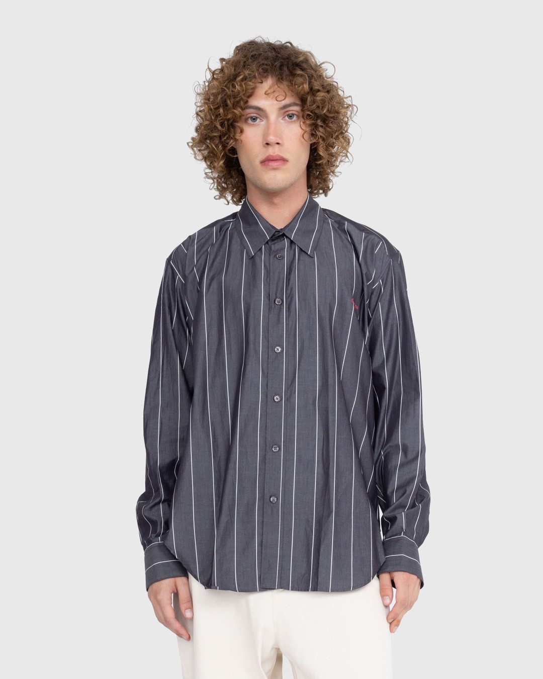 Martine Rose – Pulled Neck Shirt Grey/White - Shirts - Grey - Image 2
