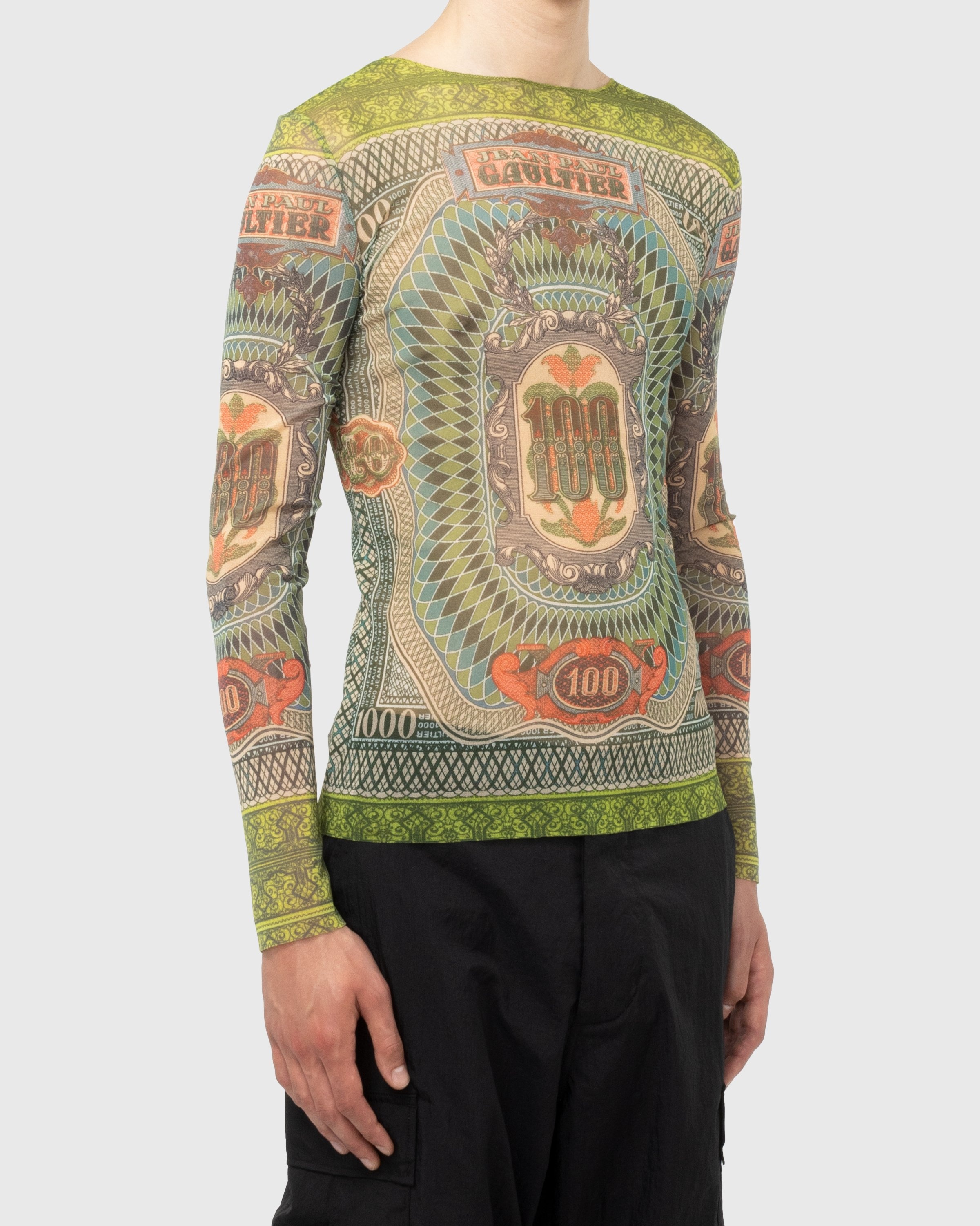 Jean Paul Gaultier – Long-Sleeve Banknote Top Multi - Sweats - Green - Image 5