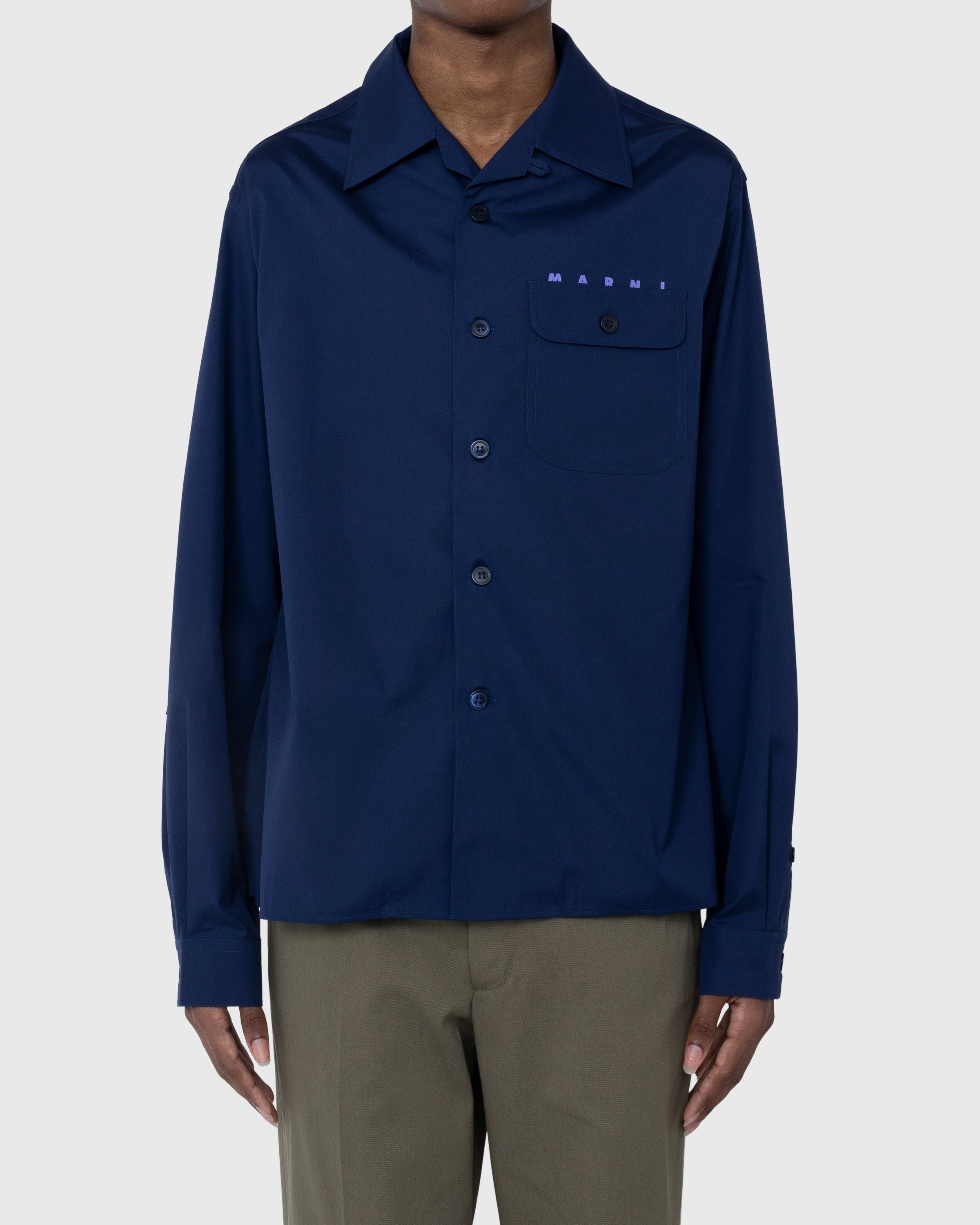 Marni – Logo Bowling Shirt Ink - Shirts - Blue - Image 2