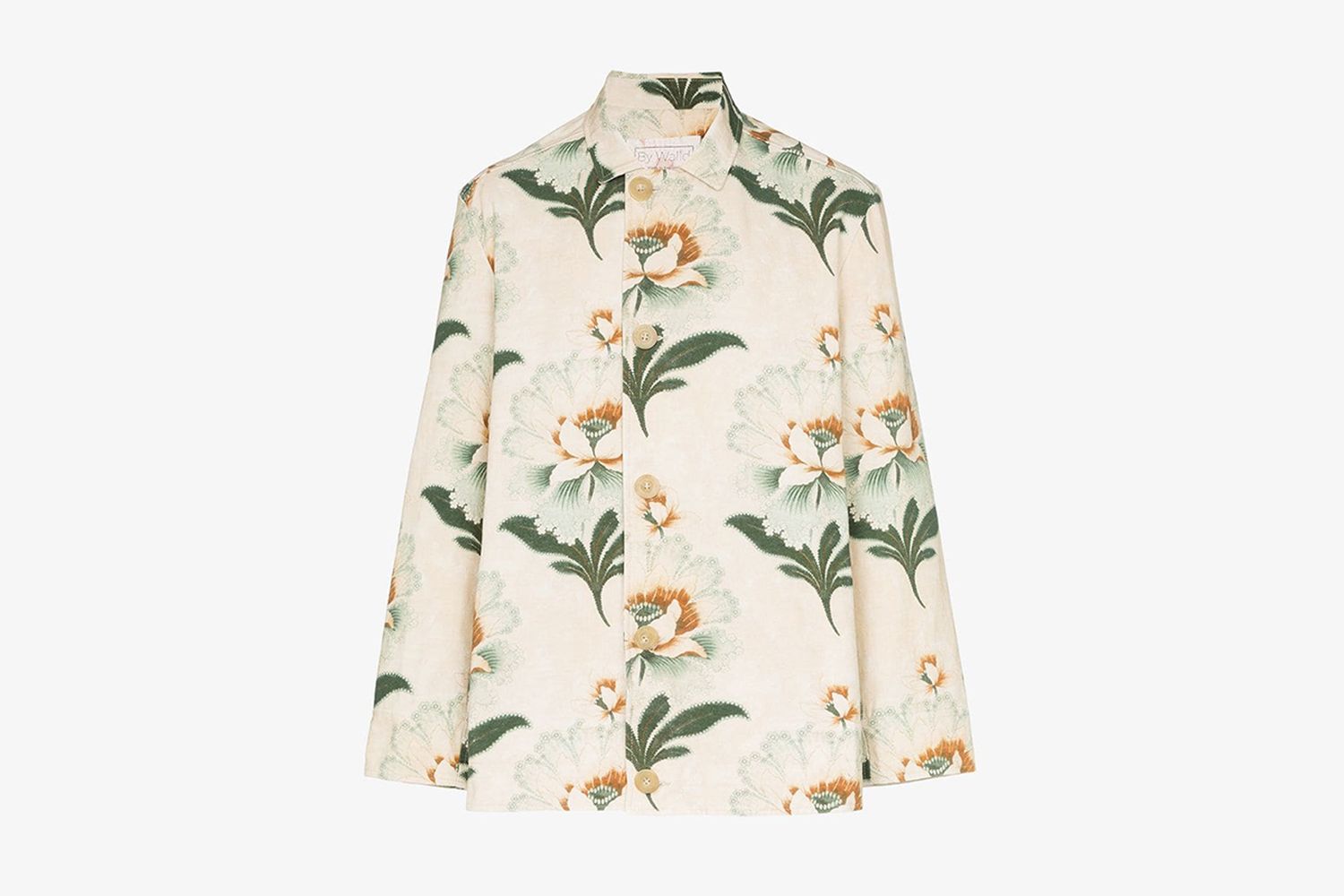 Lotus Flower Print Shirt Jacket