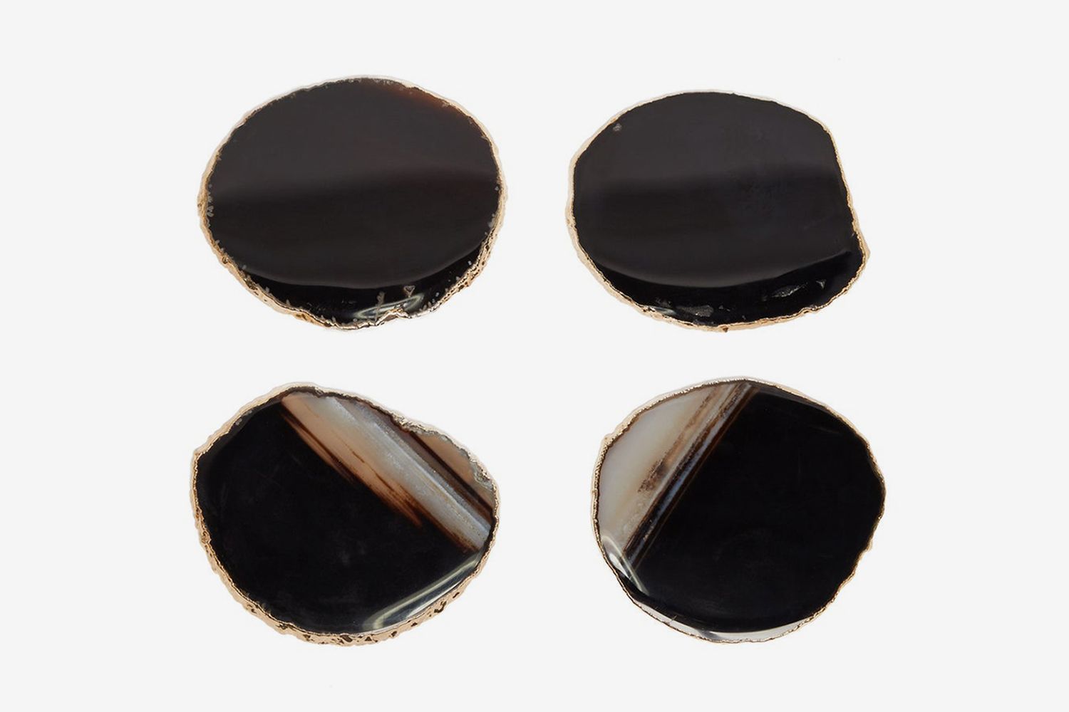 Set Of Four Gold-plated Agate Coasters