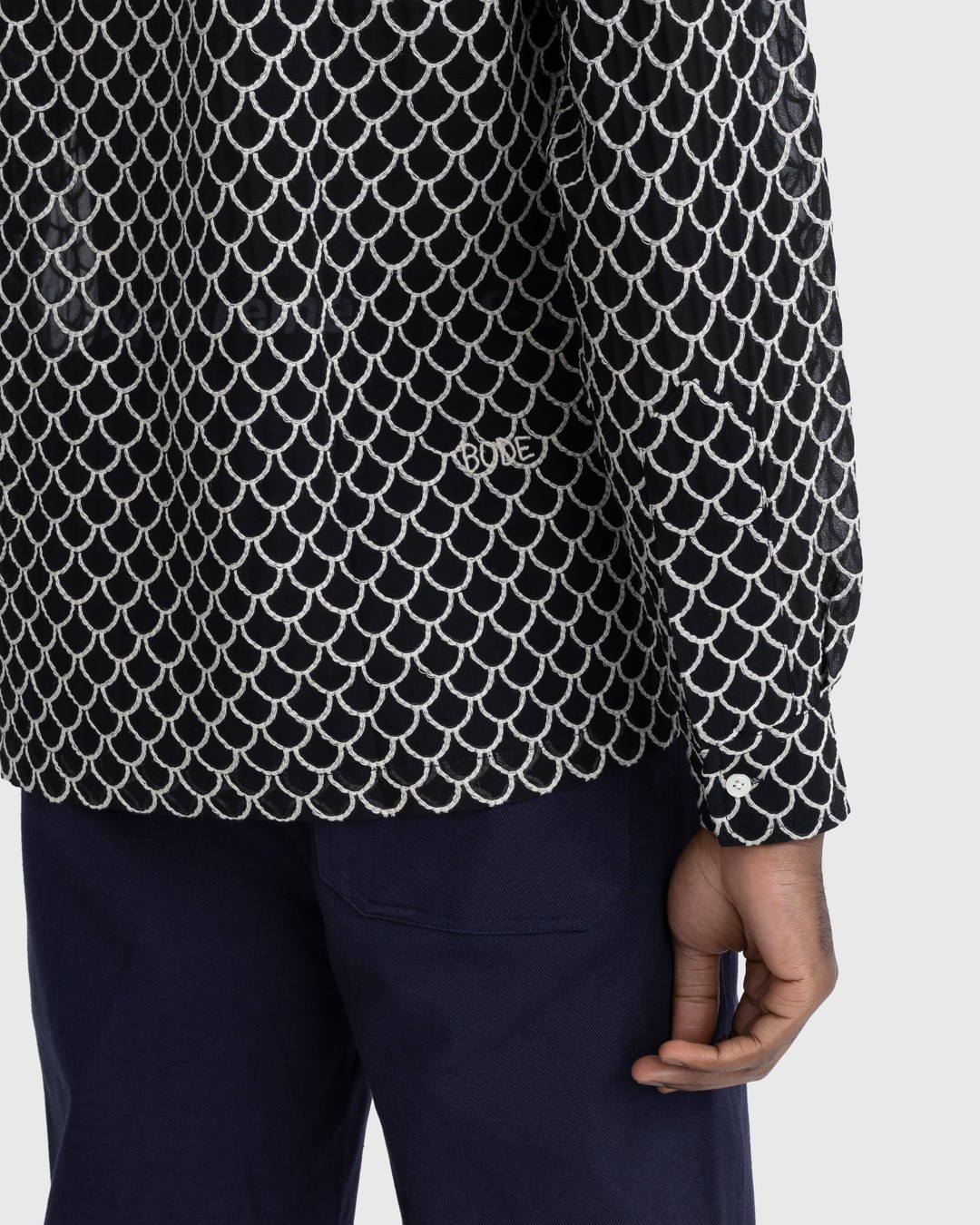 Bode – Embroidered Sheer Siren Long-Sleeve Shirt Black - Shirts - Black - Image 7