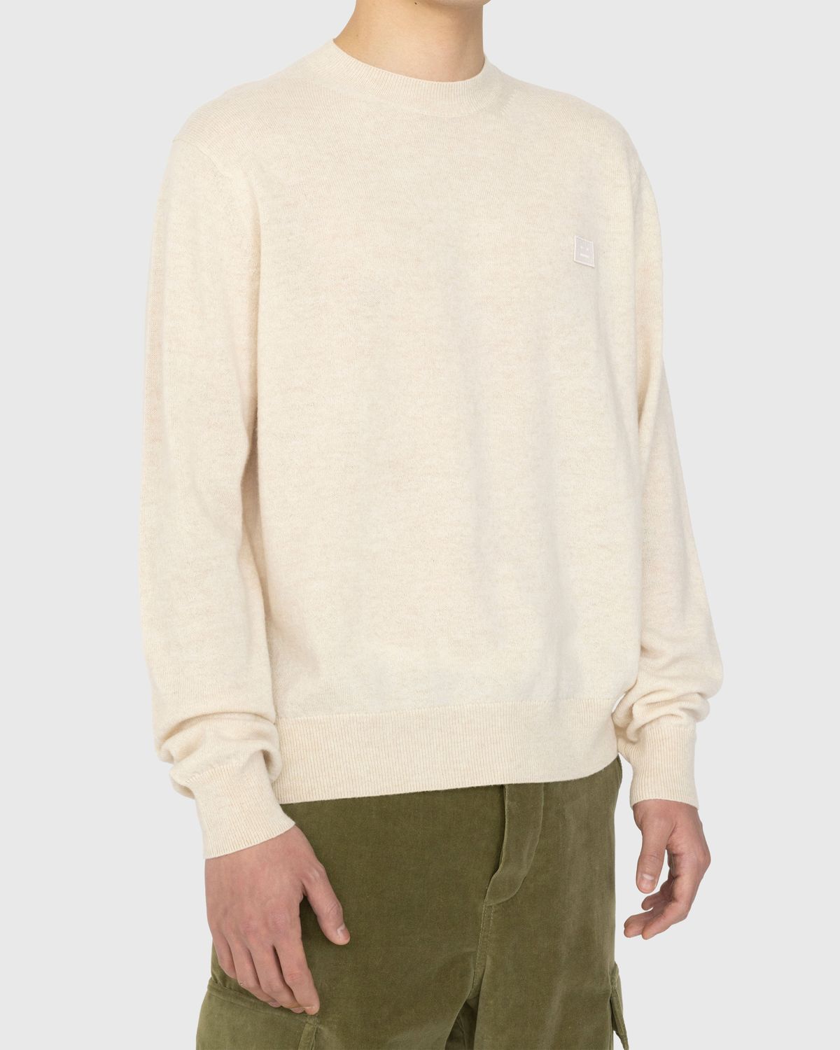 Acne Studios – Wool Crewneck Sweater Oatmeal Melange - Knitwear - Beige - Image 3