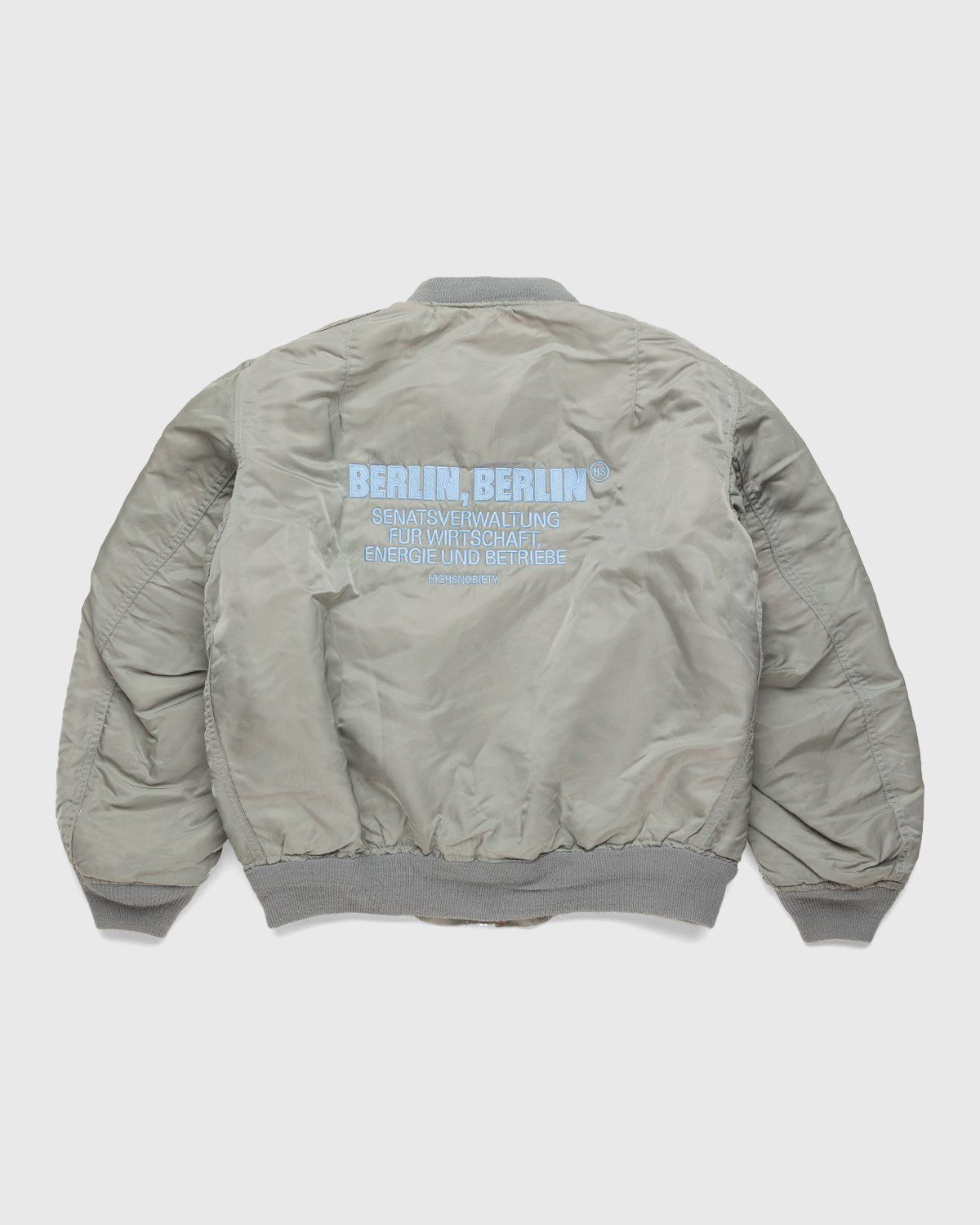 Highsnobiety – Berlin Berlin Embroidered Vintage MA-1 Grey - Outerwear - Grey - Image 1