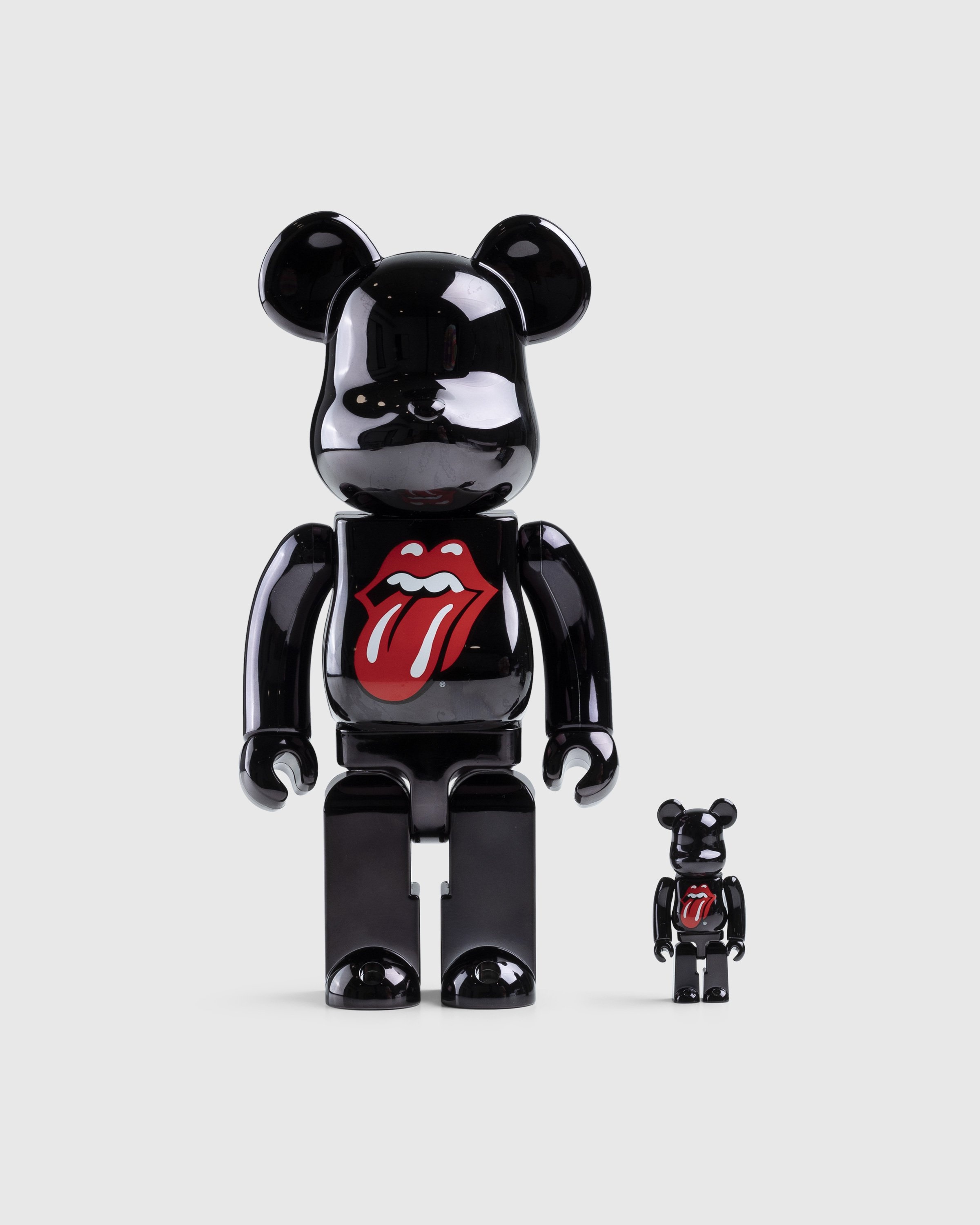 Medicom – Be@rbrick The Rolling Stones Lips & Tongue 100% & 400% Set Black Chrome Version - Toys - Black - Image 1