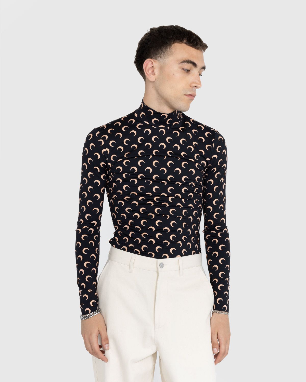 Marine Serre – All-Over Moon Print Second Skin Top Brown - Tops - Black - Image 2