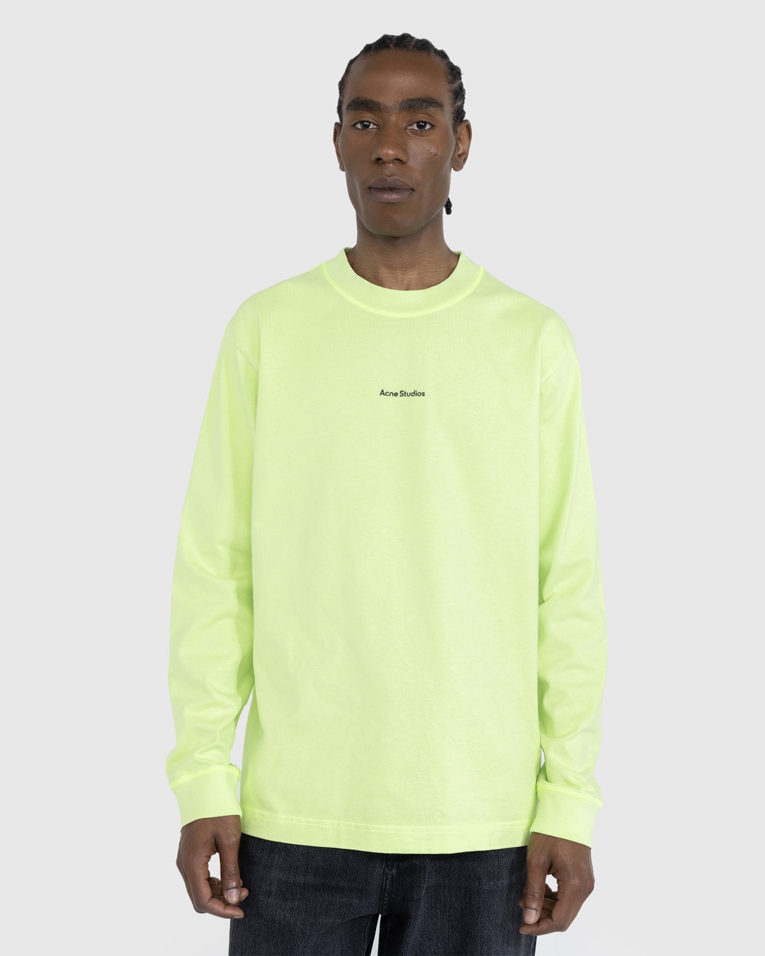Acne Studios – Organic Cotton Logo Longsleeve T-Shirt Fluo Green - Longsleeves - Green - Image 2