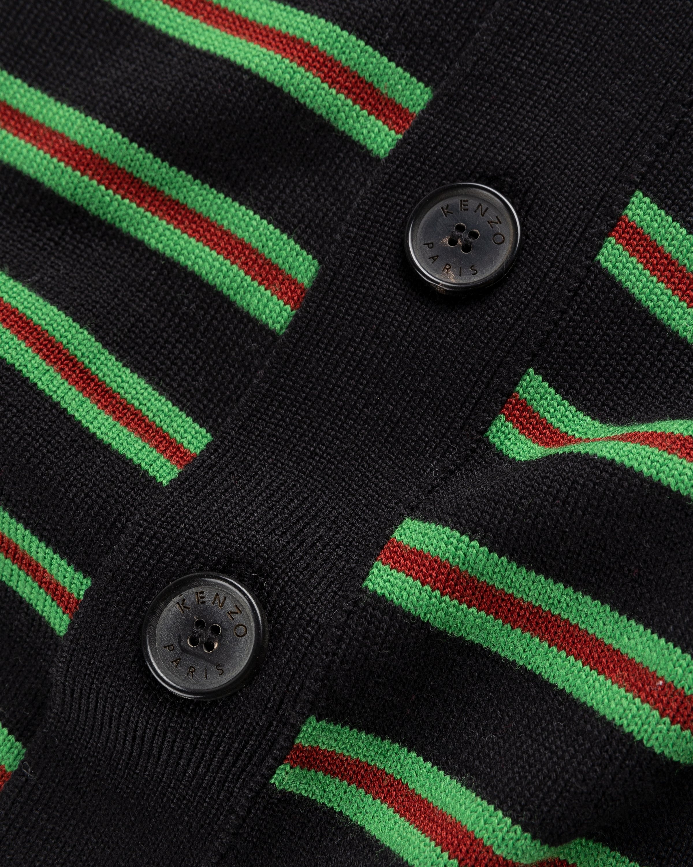 Kenzo – Striped Wool Cardigan Black - Knitwear - Black - Image 5