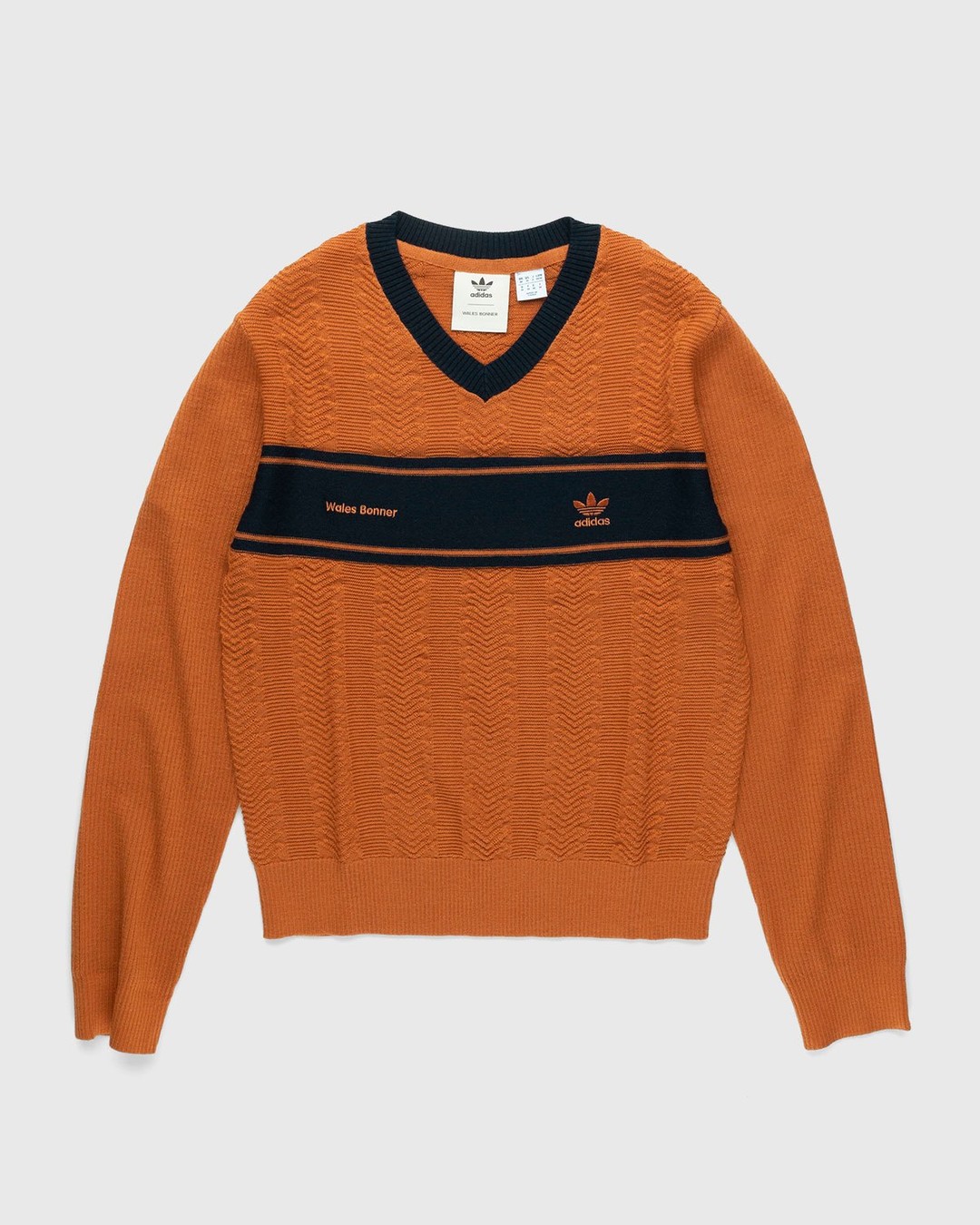 Adidas x Wales Bonner – Knit Longsleeve - V-Necks Knitwear - Orange - Image 1