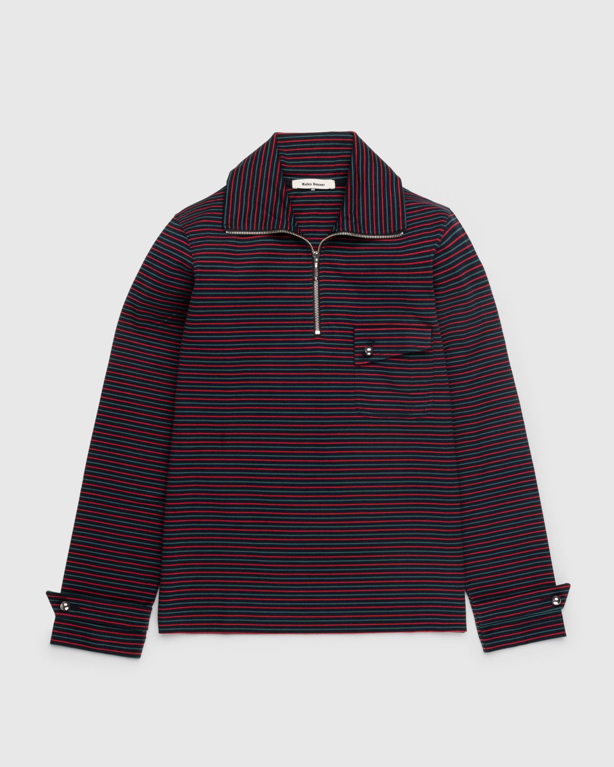 Wales Bonner – Franco Half Zip Top - Longsleeves - Blue - Image 1