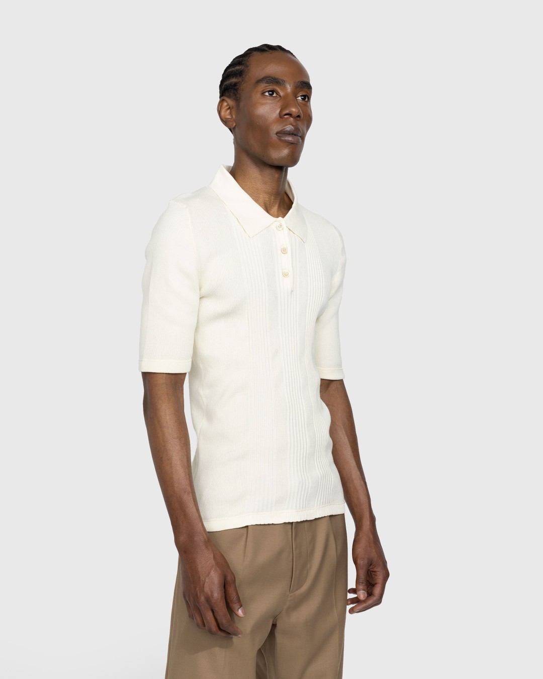 Maison Margiela – Knitted Polo Shirt Beige - Shirts - Beige - Image 2