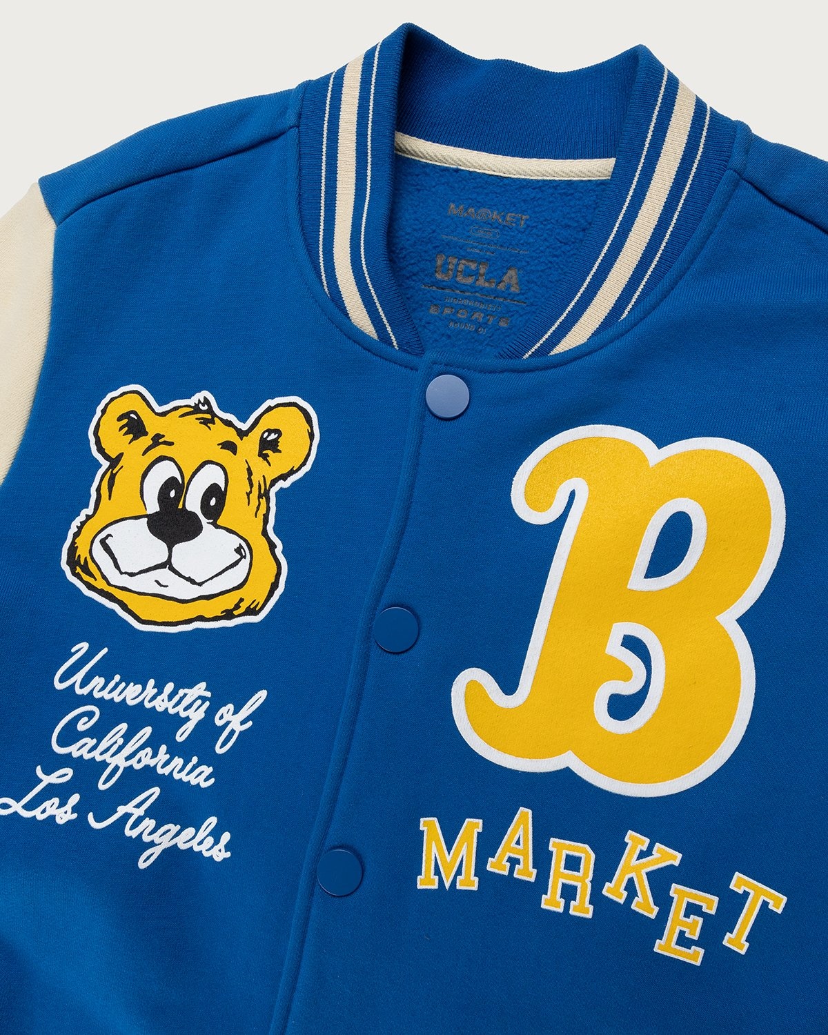 Market x UCLA x Highsnobiety – HS Sports Fleece Varsity Jacket Blue - Outerwear - Blue - Image 6