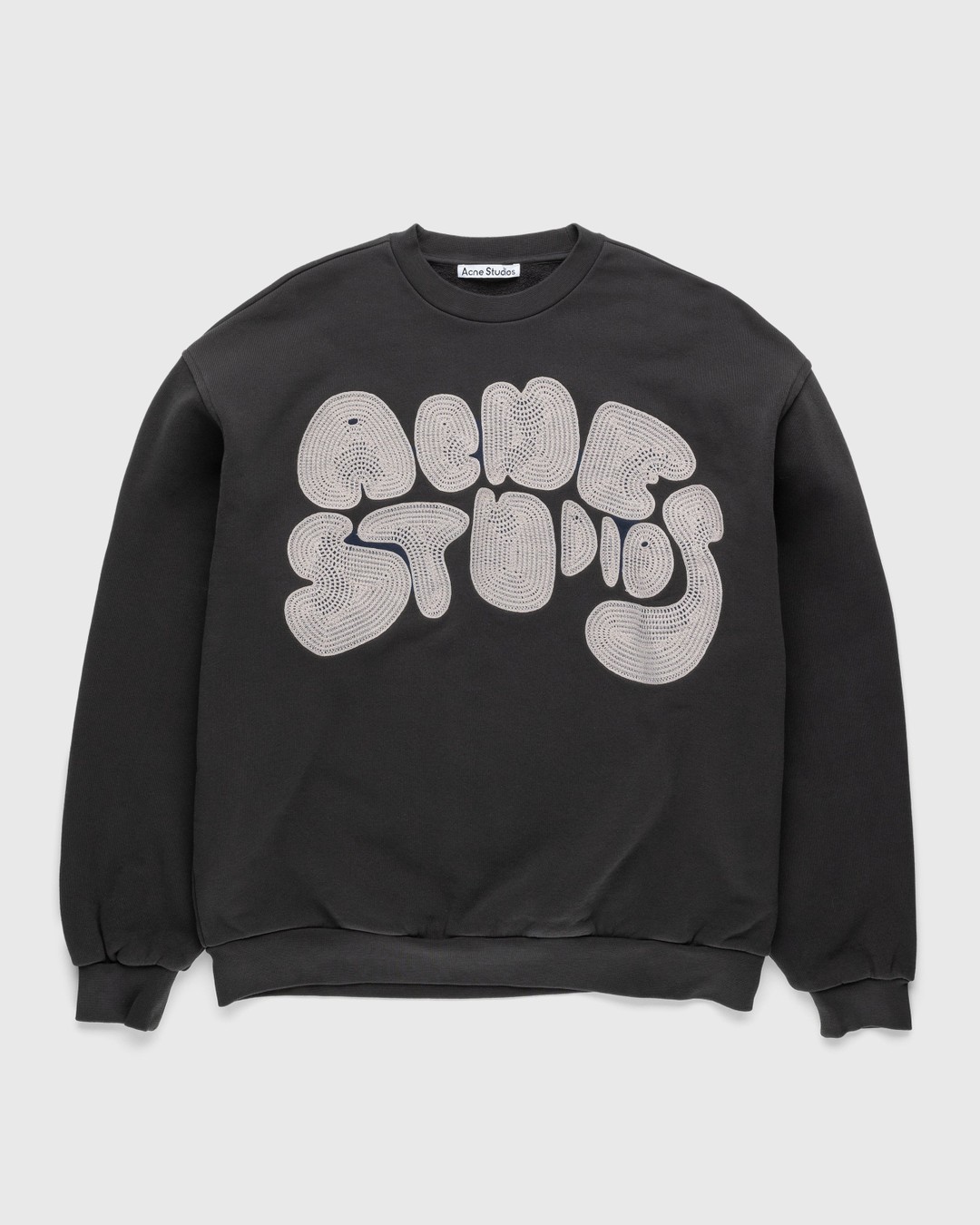 Acne Studios – Bubble Logo Crewneck Sweater Anthracite Grey - Knitwear - Black - Image 1