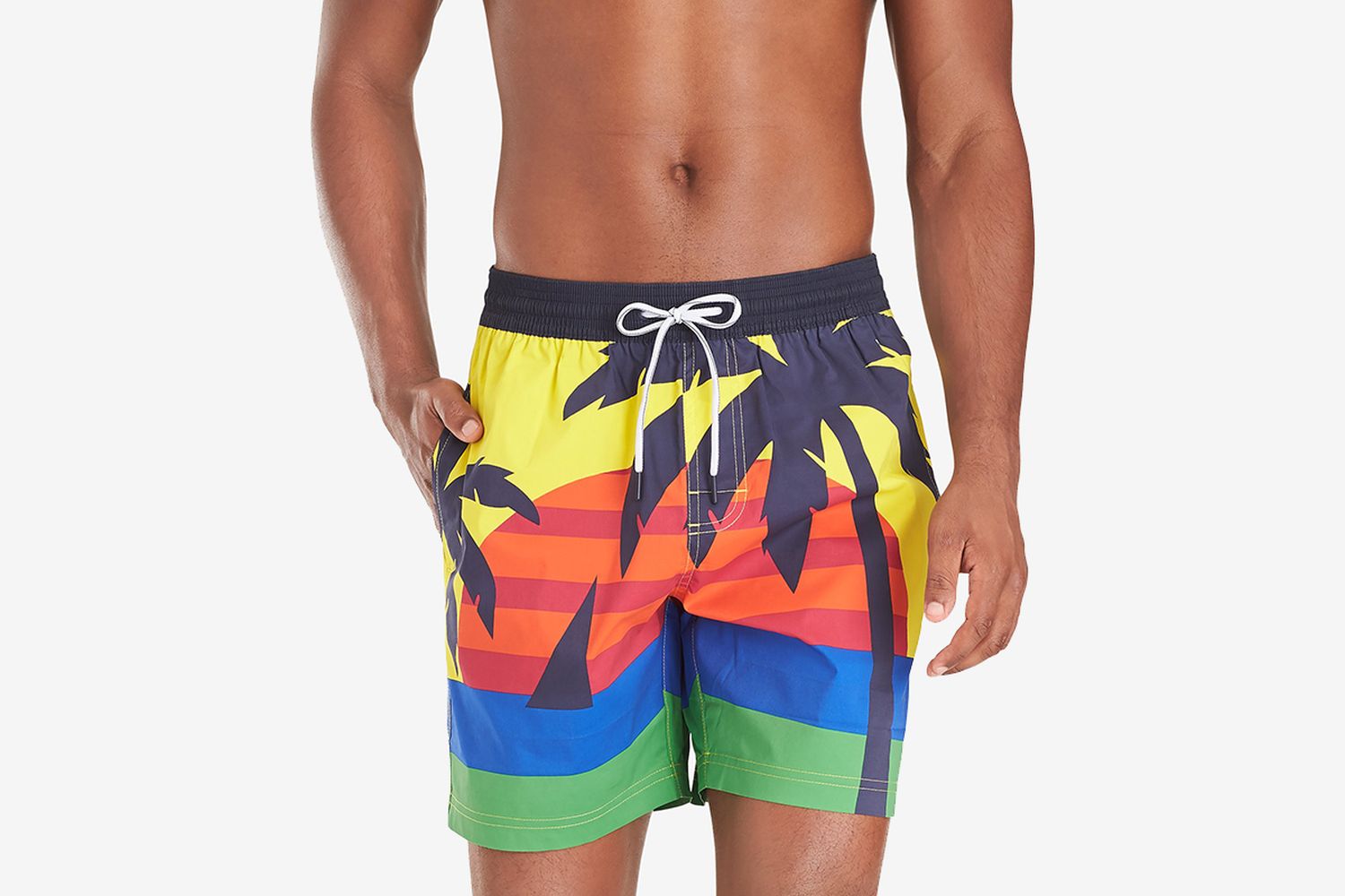 Darcy TH Flex Stretch Tropical-Print Swim Trunks