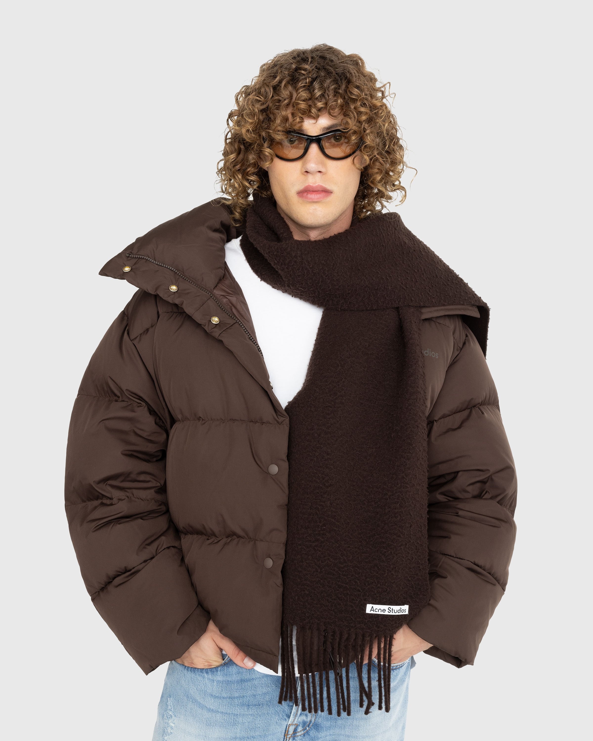 Acne Studios – Wool Fringe Scarf Chocolate Brown - Scarves - Brown - Image 3