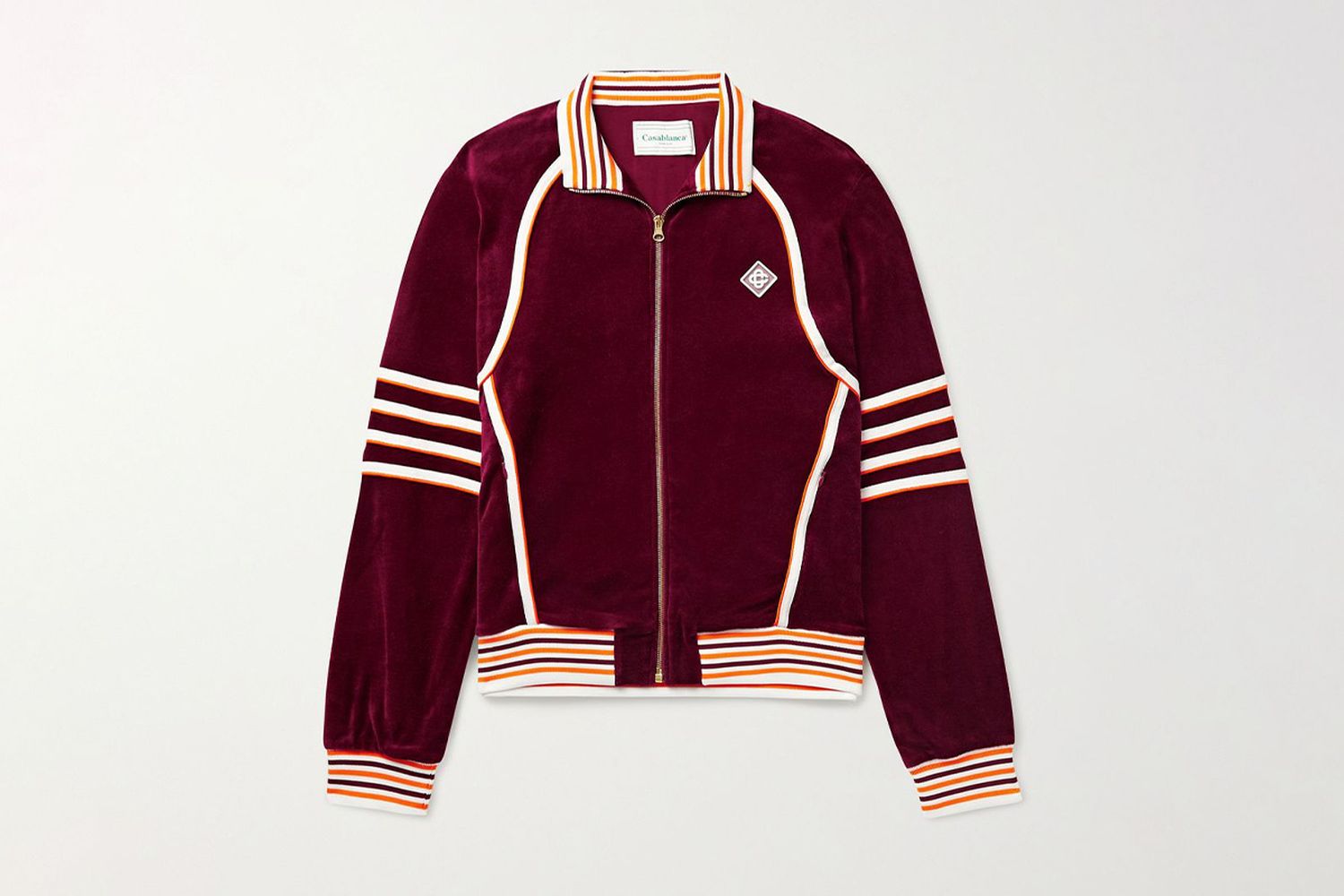 Racing Slim-Fit Striped Velour Track Jacket