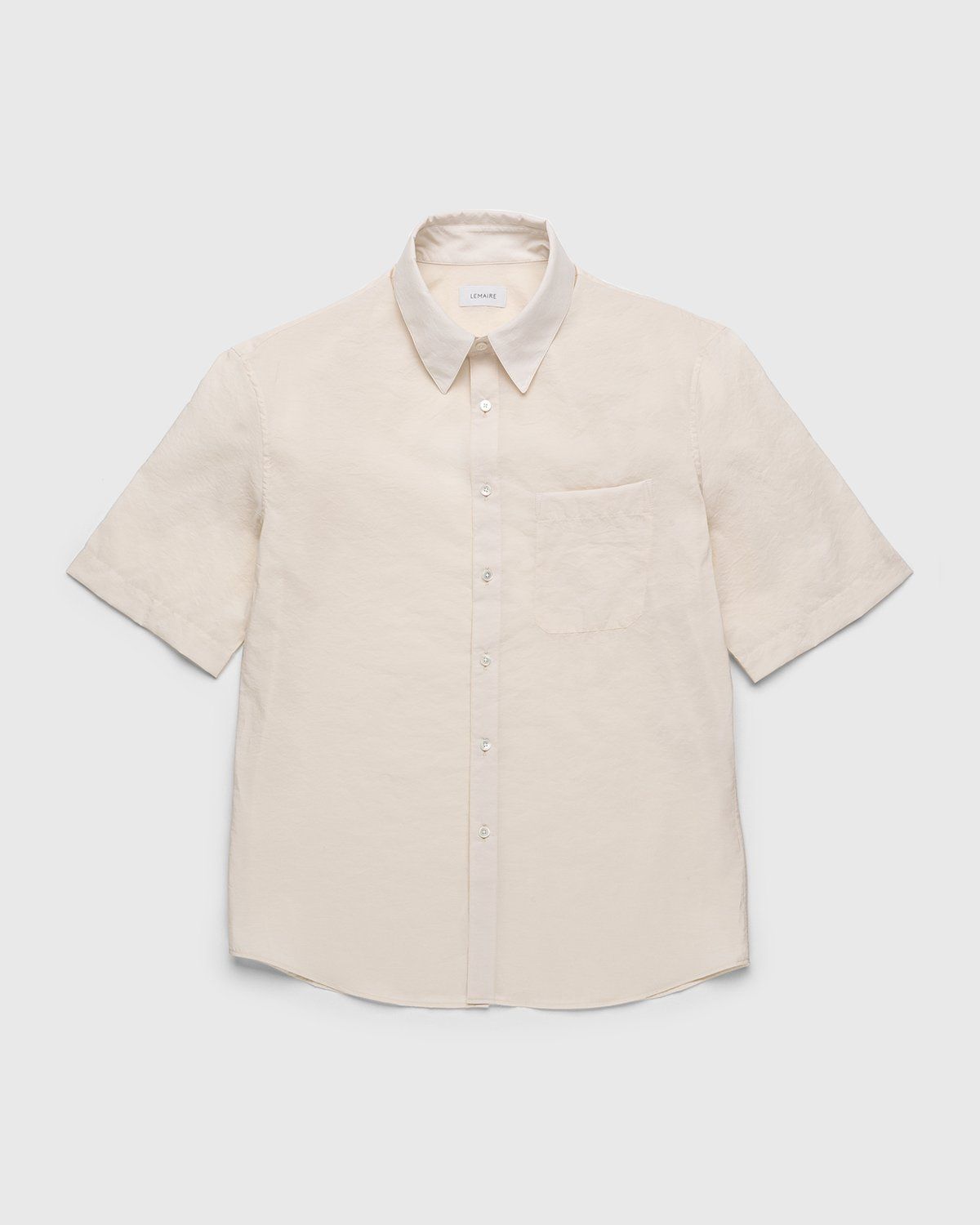 Lemaire – Regular Collar Short Sleeve Shirt Ivory - Shirts - White - Image 1