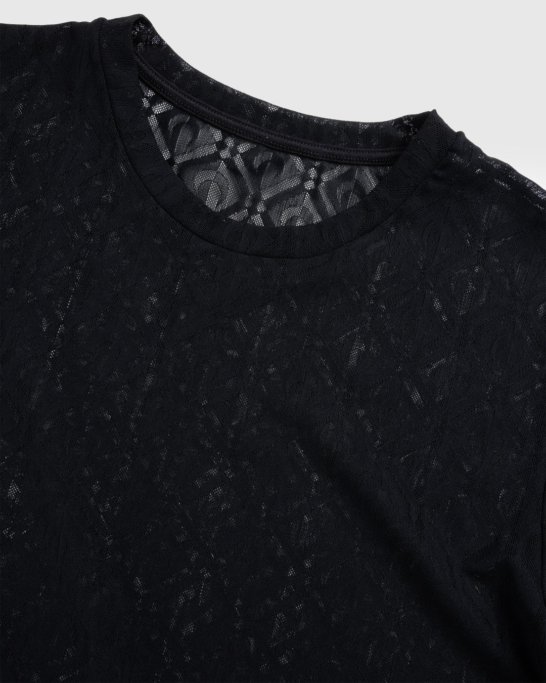 Marine Serre – Moon Diamant Mesh Jacquard Longsleeve Top Black - Tank Tops - Black - Image 5