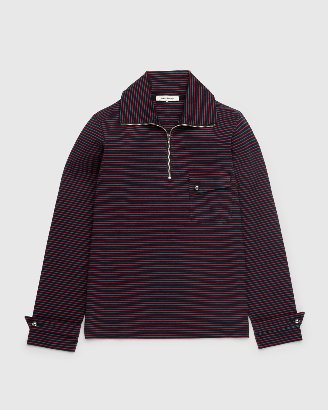 Wales Bonner – Franco Half Zip Top - Longsleeves - Blue - Image 1