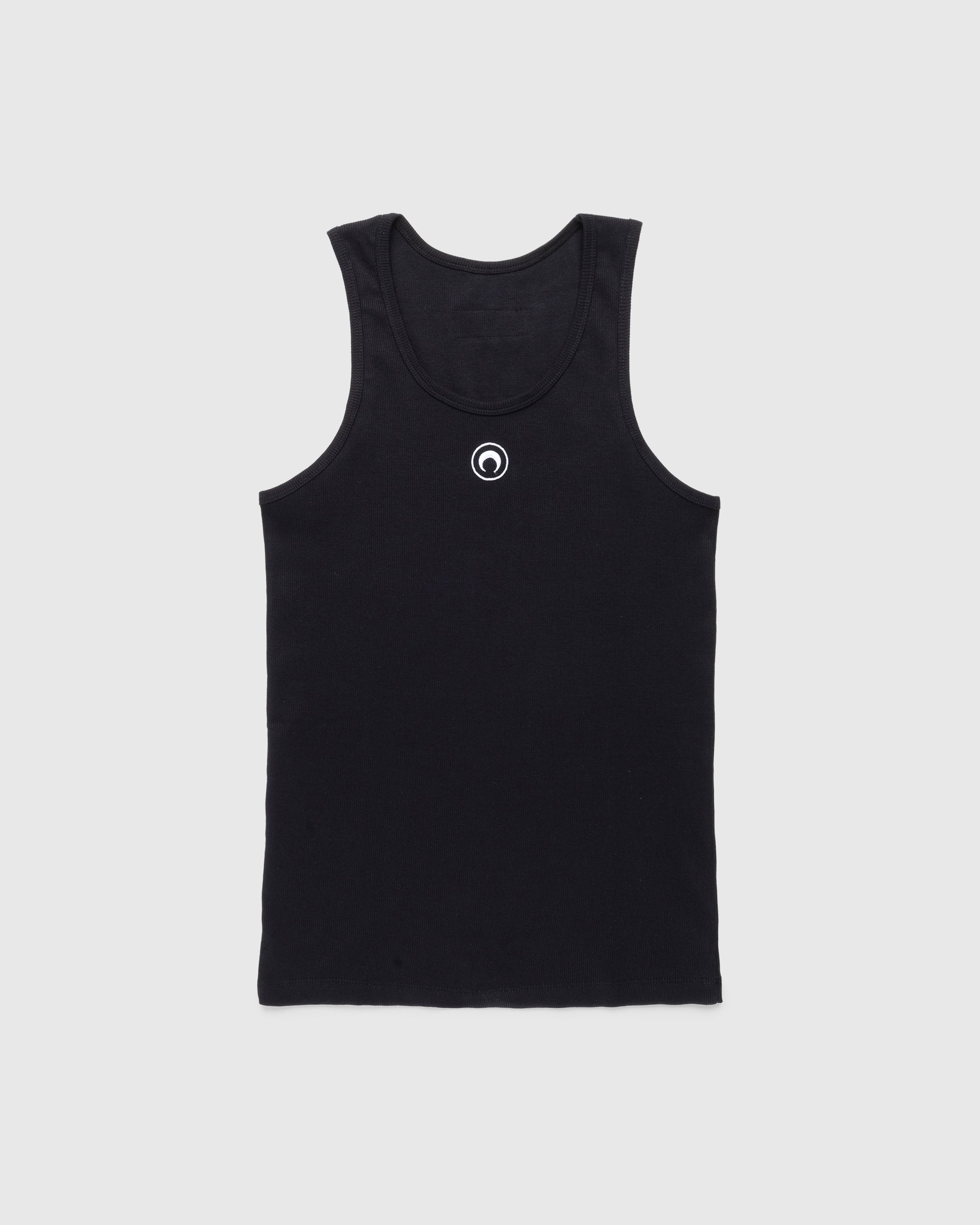 Marine Serre – Organic Cotton Rib Tank Top Black - Men Tops - Black - Image 1
