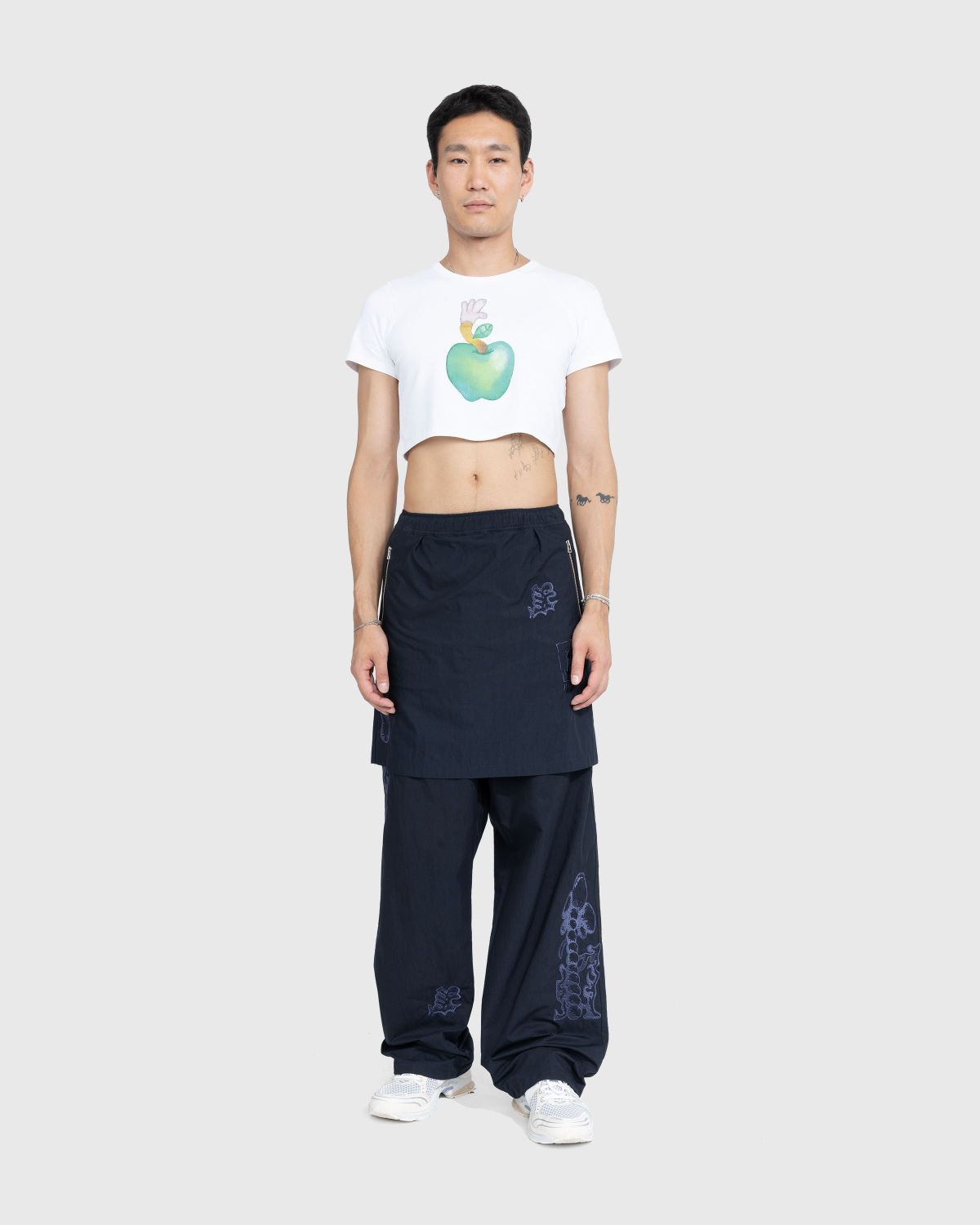 NTS x Highsnobiety – Brushed Nylon Skirt Navy - Skirts - Black - Image 4