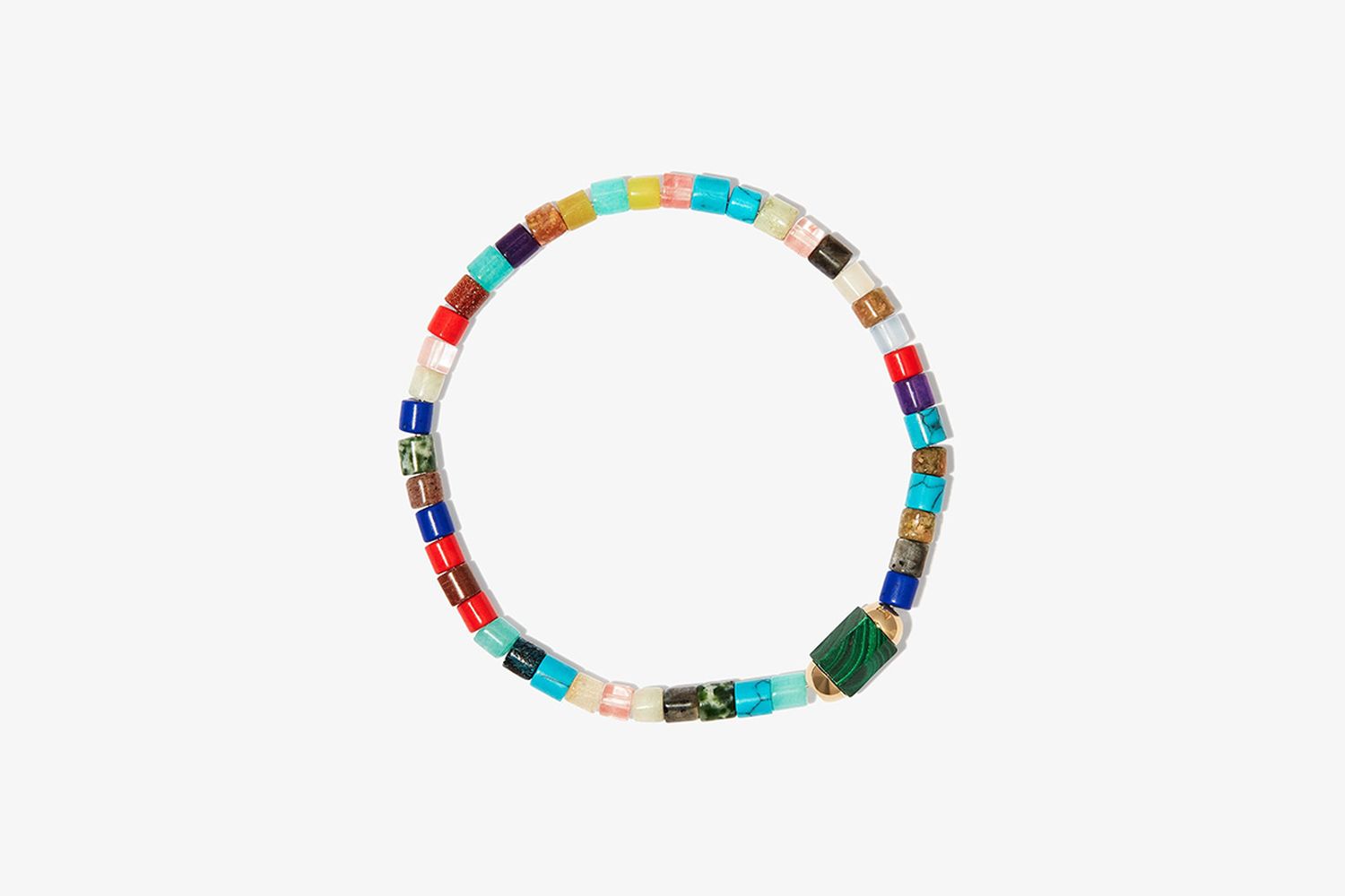 Hexagon Malachite Bolt Beaded Bracelet