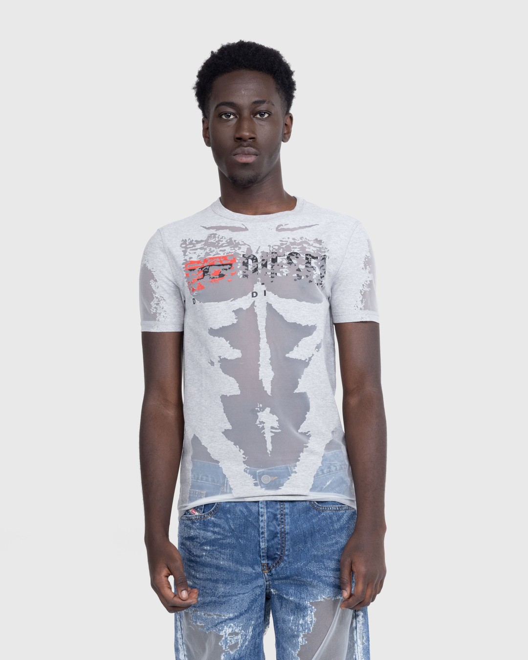 Diesel – T-Erme Burnout T-Shirt Grey - Tops - Multi - Image 4