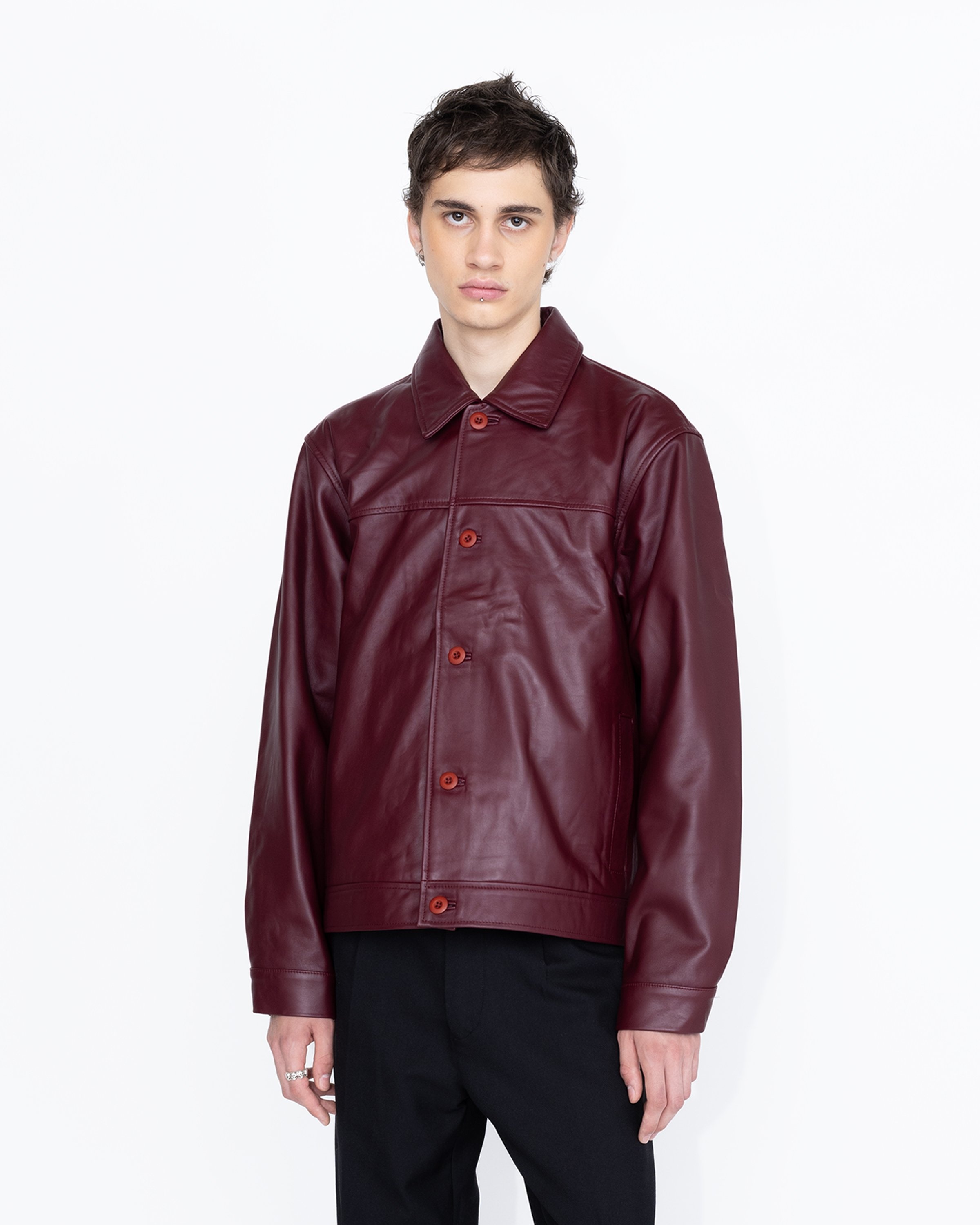 Highsnobiety HS05 – Leather Jacket Burgundy - Outerwear - Red - Image 3