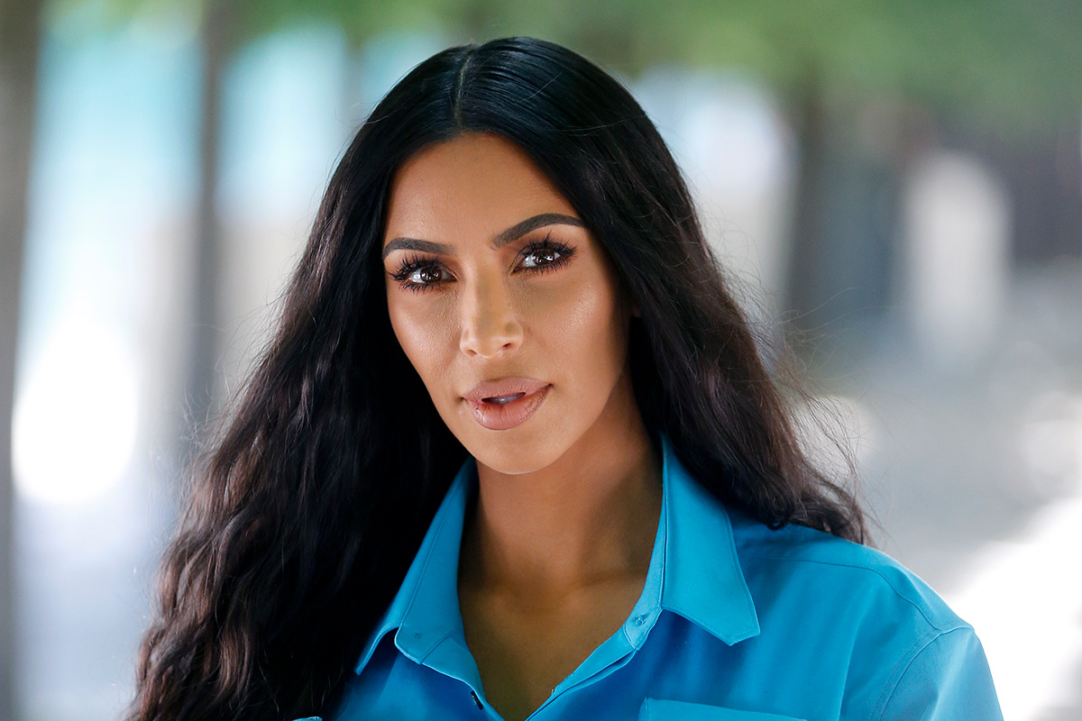 Kim Kardashian attends the Louis Vuitton Menswear Spring/Summer 2019 show