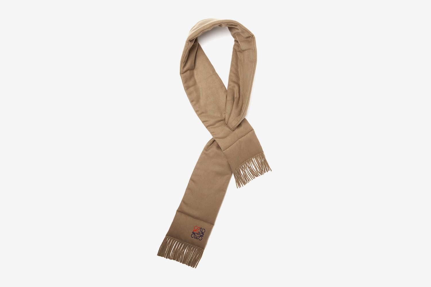 Anagram Embroidered Padded Cashmere Scarf