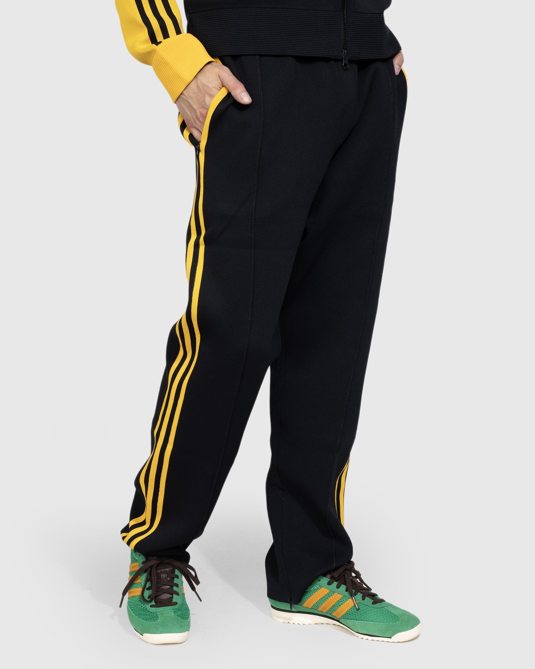 Adidas black and 2025 yellow pants