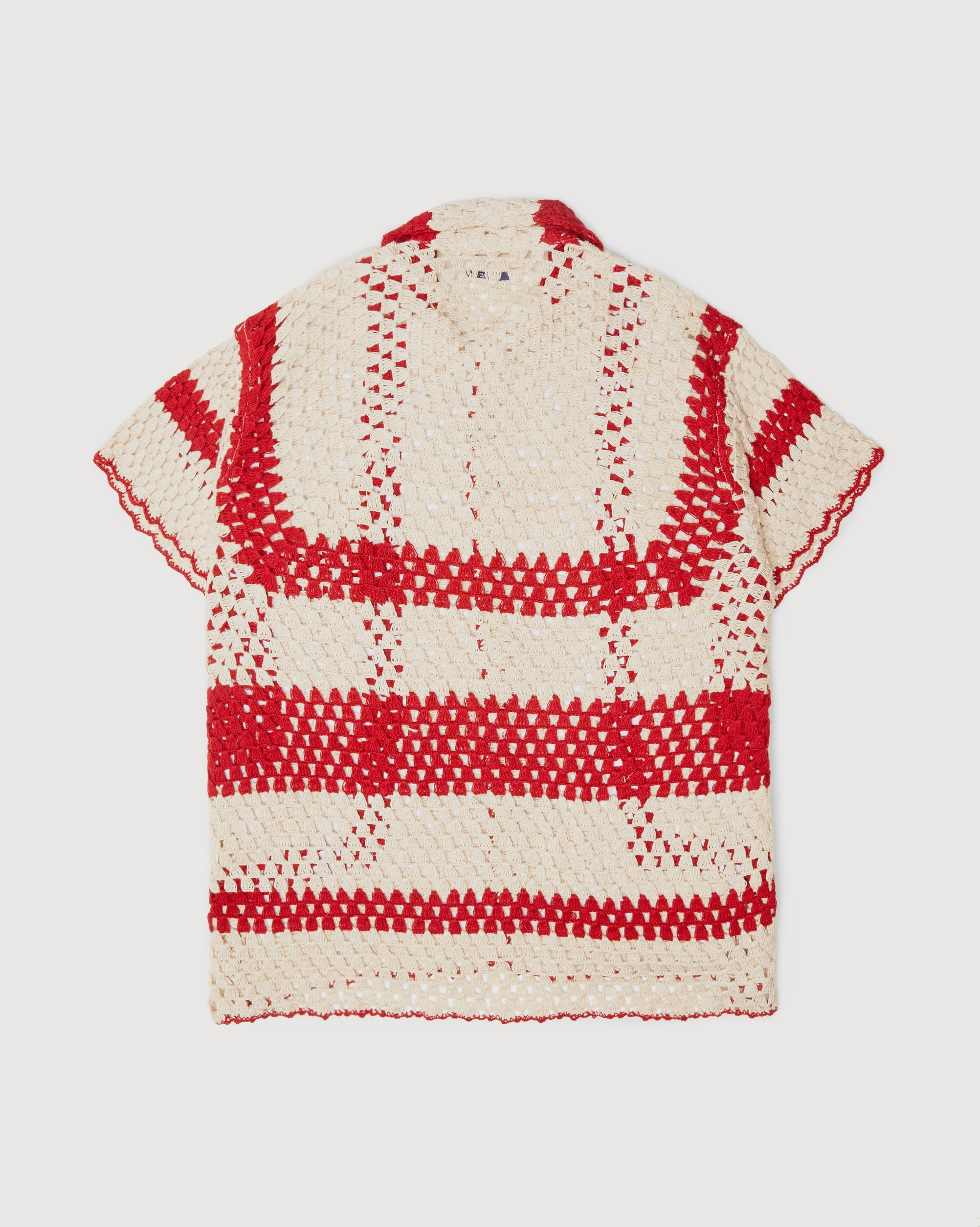 bode – Crochet Big Top Shirt White Red - Shirts - Beige - Image 2