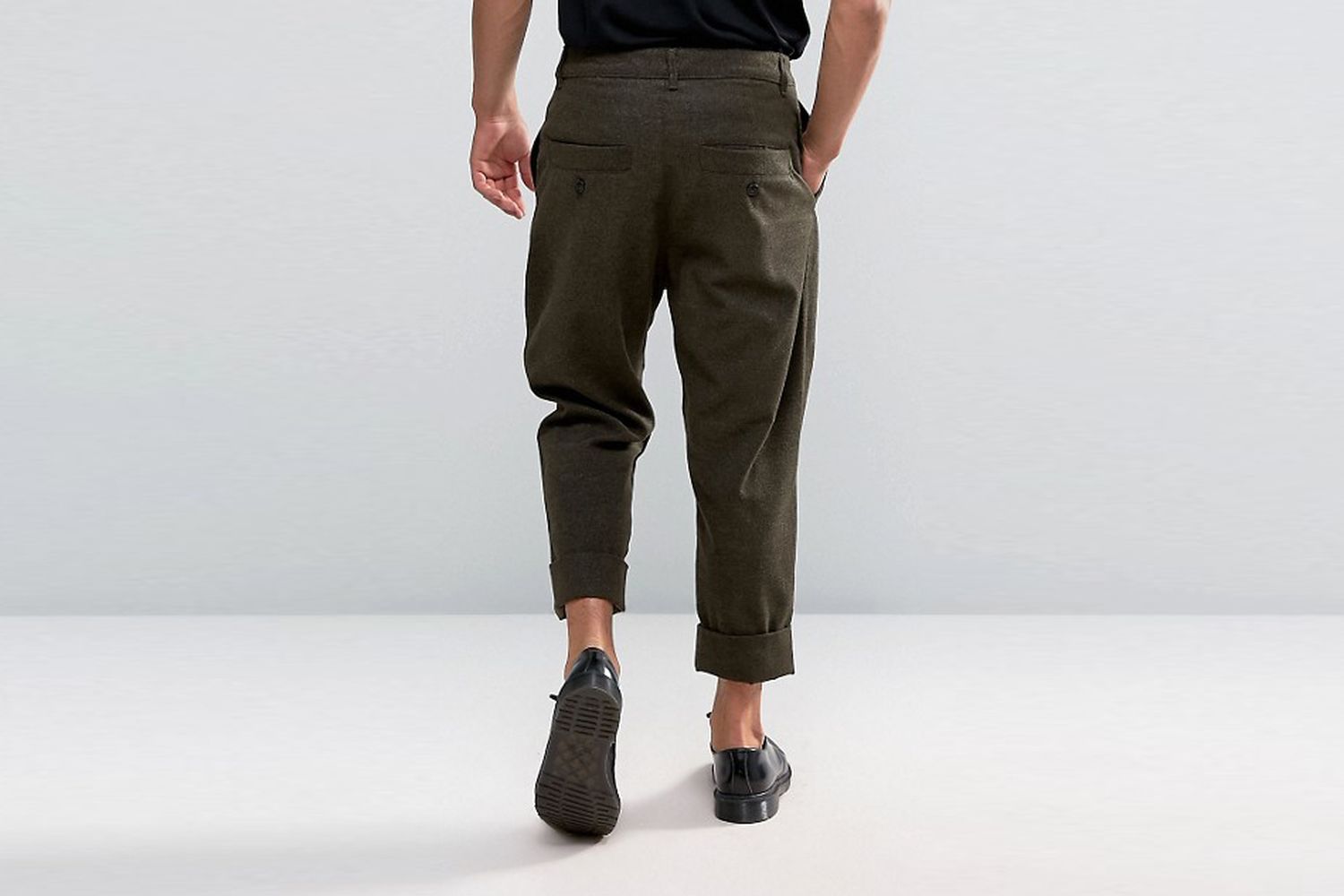 Cropped Wool Look Trousers