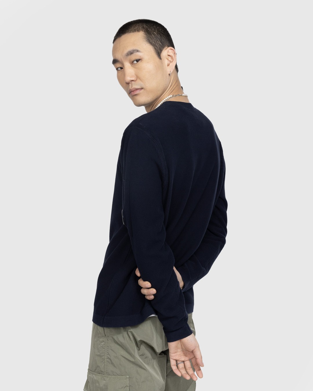 C.P. Company – Cotton Crepe Crew Neck Knit Total Eclipse Blue - Sweats - Blue - Image 2