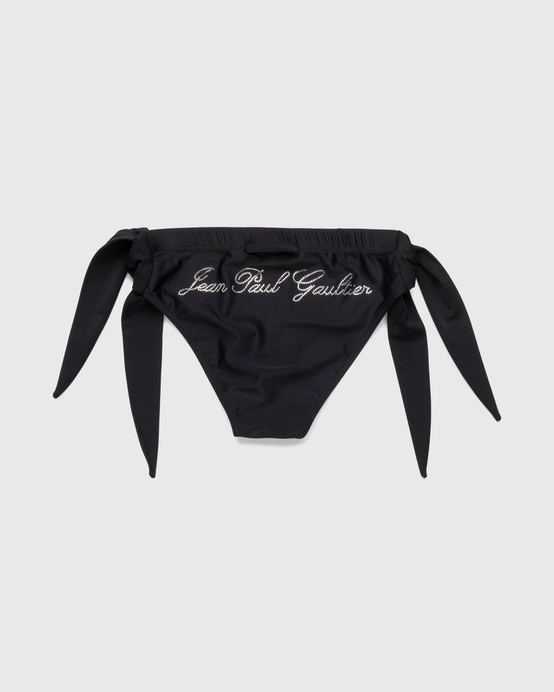 Jean Paul Gaultier – Rhinestone Logo Bikini Bottom Black