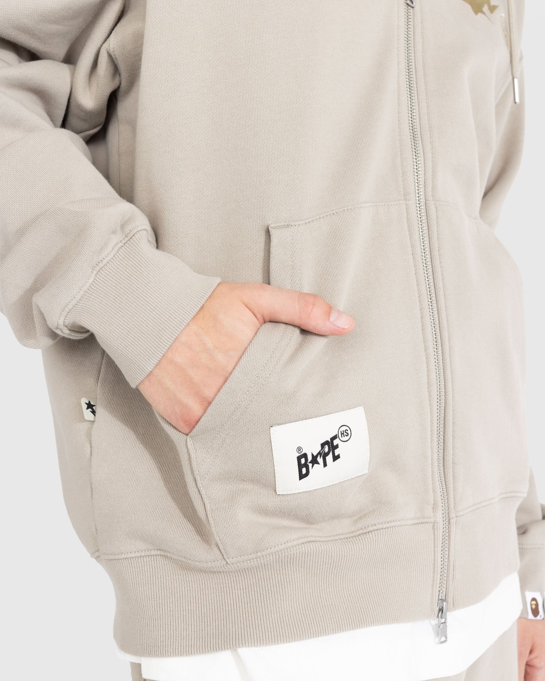 BAPE x Highsnobiety – Heavy Washed Zip Hoodie Beige - Sweats - Beige - Image 4