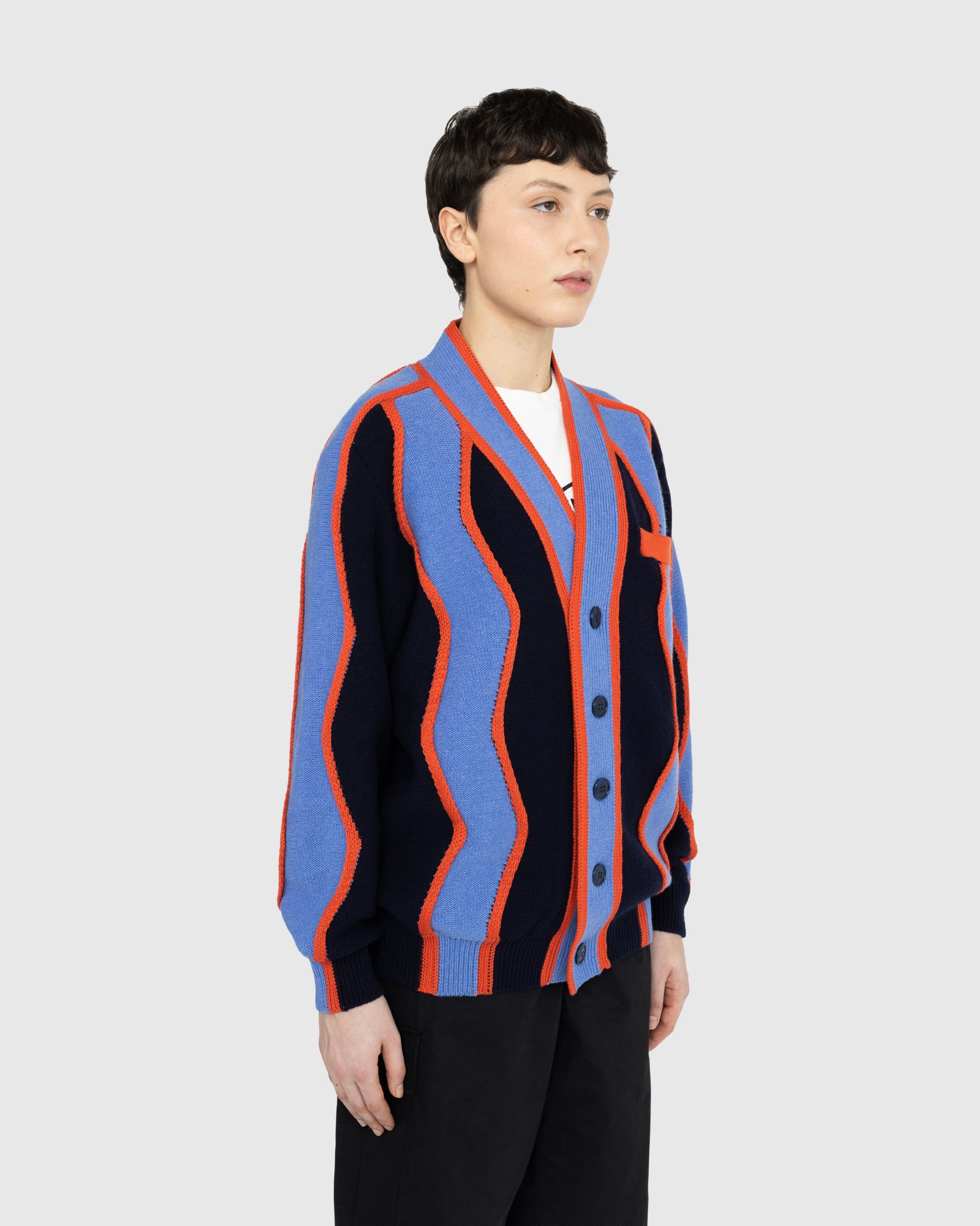 Kenzo – Wavy Stripe Cardigan - Knitwear - Blue - Image 3