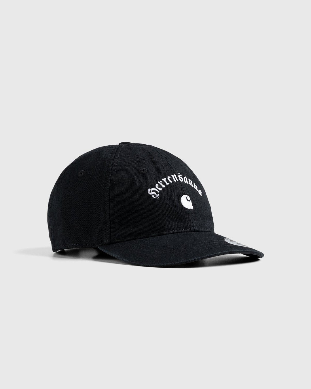 Carhartt WIP x Herrensauna – Logo Cap Black White - Hats - Black - Image 1