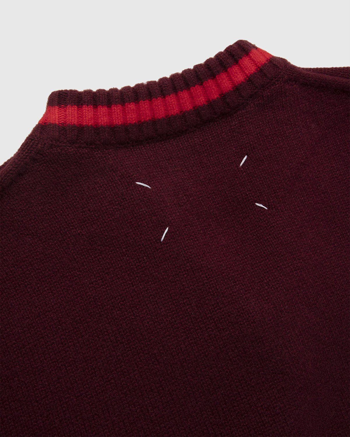 Maison Margiela – Oversized V Neck Knit Burgundy - V-Necks Knitwear - Red - Image 5